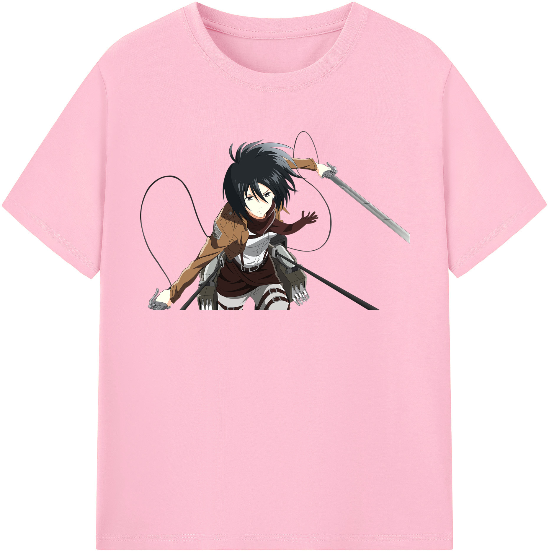 （画像用） 進撃の巨人 ミカサ·アッカーマン Attack on Titan Mikasa Ackerman 綿100％半袖Tシャツ（フロントプリント）