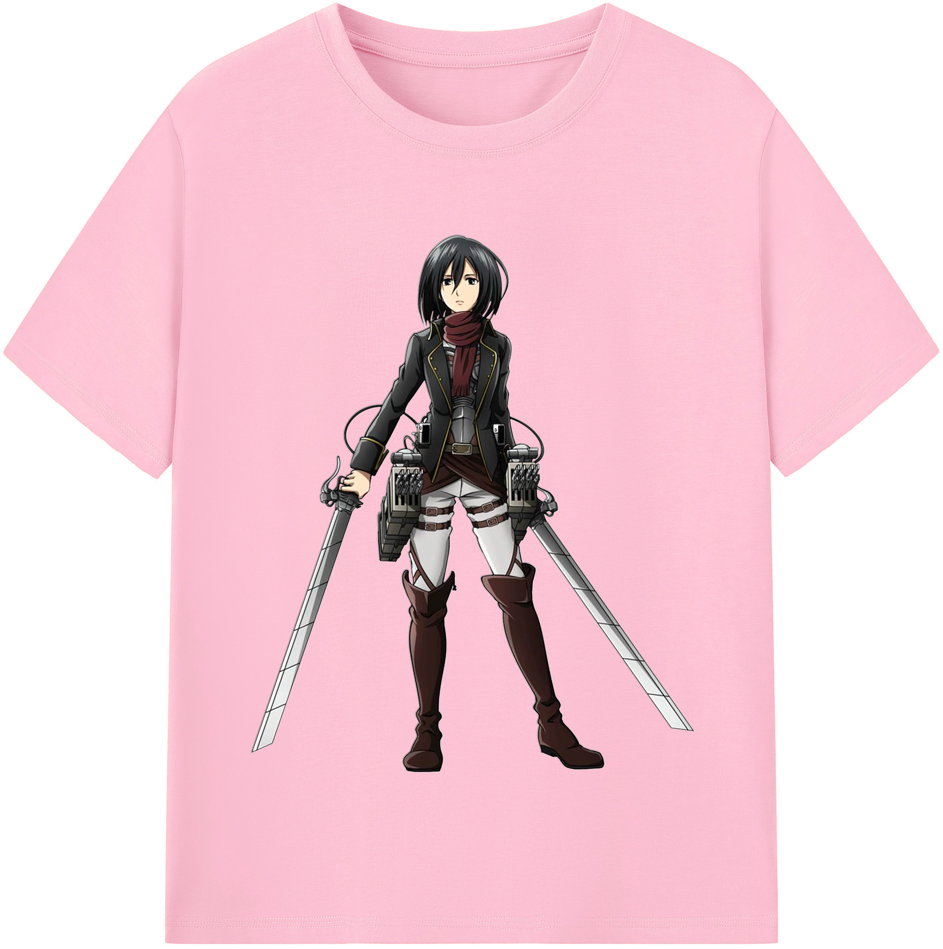 （画像用） 進撃の巨人 ミカサ·アッカーマン Attack on Titan Mikasa Ackerman 綿100％半袖Tシャツ（フロントプリント）