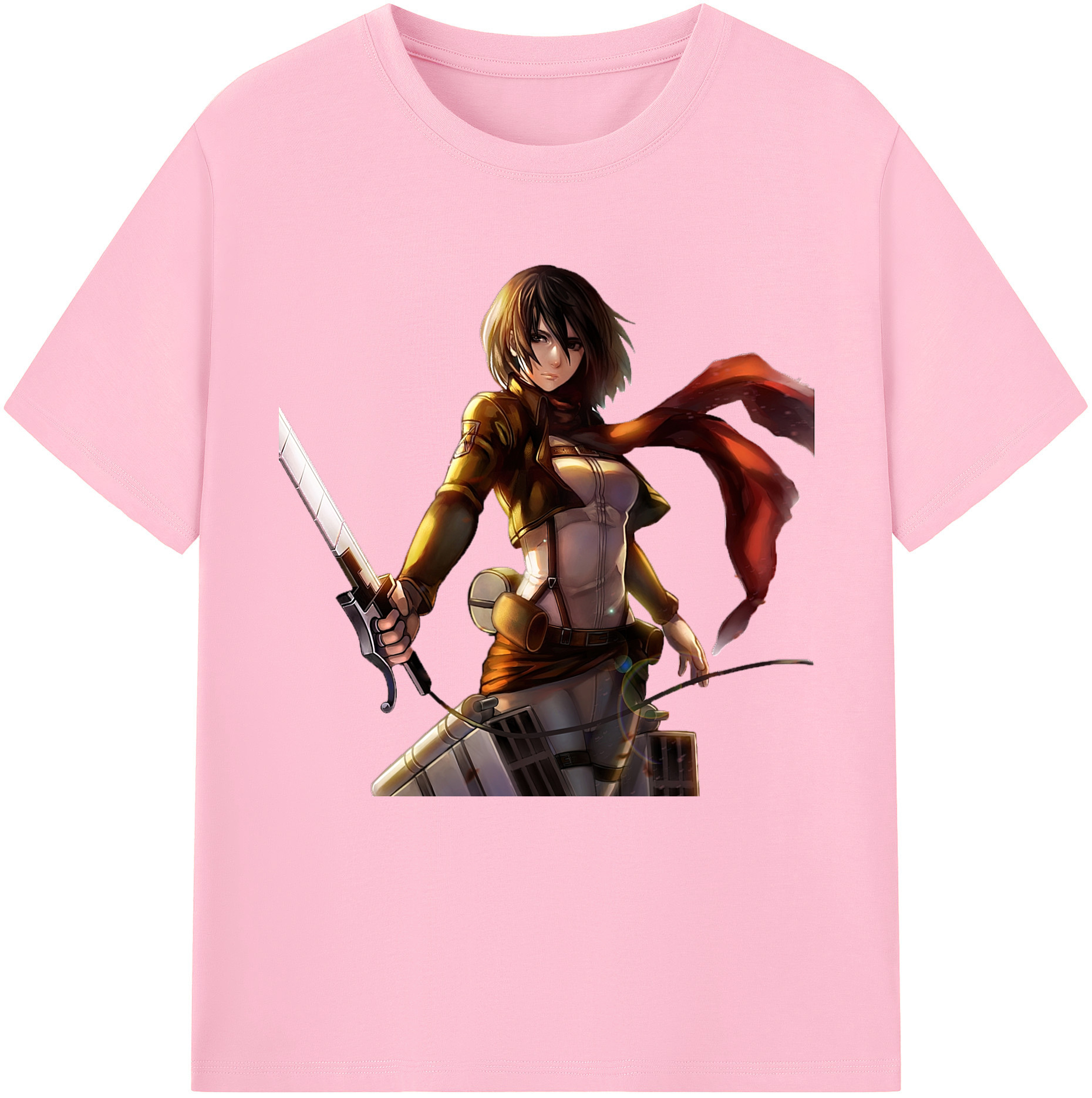 （画像用） 進撃の巨人 ミカサ·アッカーマン Attack on Titan Mikasa Ackerman 綿100％半袖Tシャツ（フロントプリント）