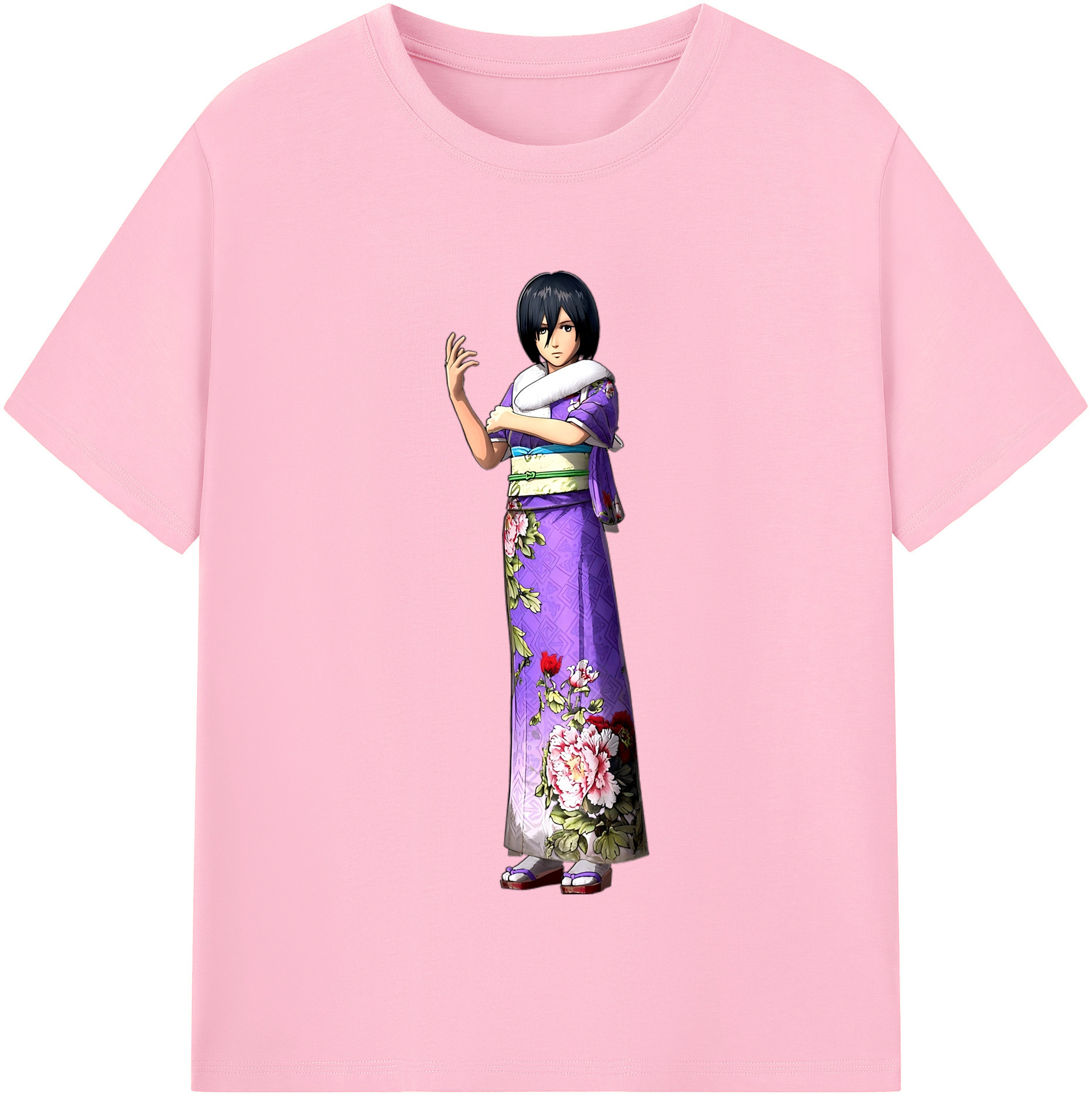 （画像用） 進撃の巨人 ミカサ·アッカーマン Attack on Titan Mikasa Ackerman 綿100％半袖Tシャツ（フロントプリント）