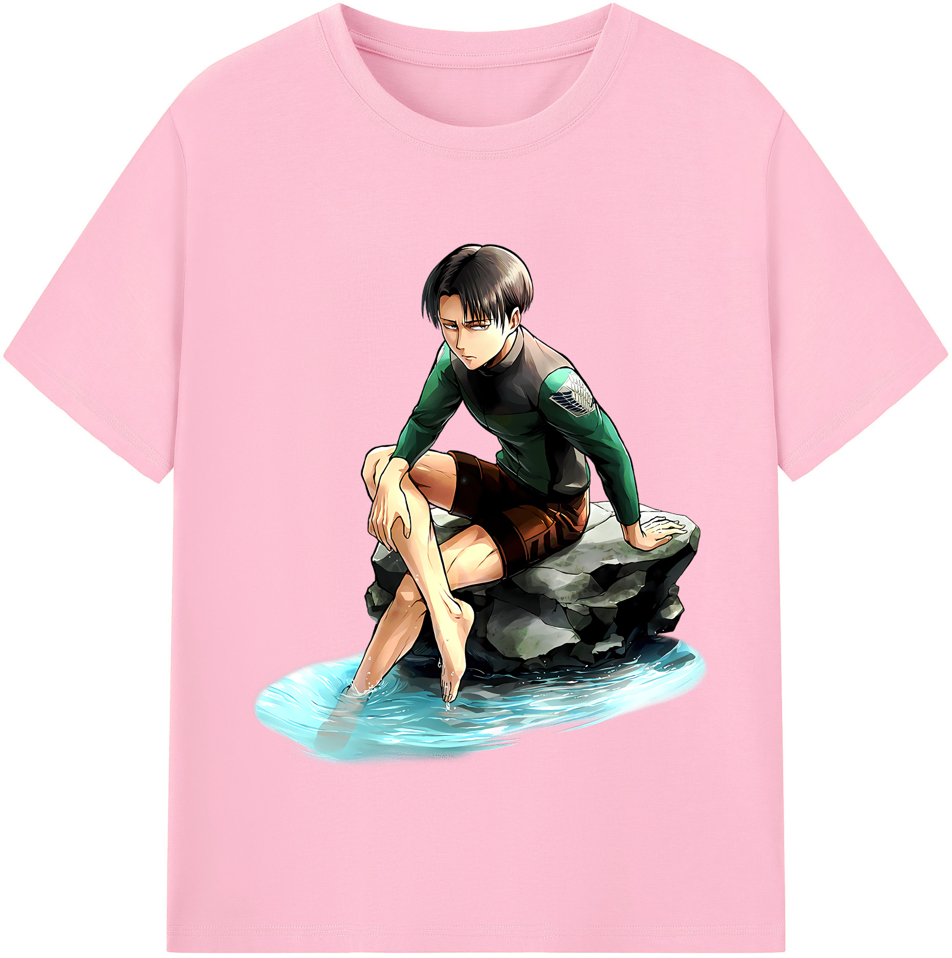 （画像用） 進撃の巨人 リヴァイ·アッカーマン Attack on Titan Levi Ackerman 綿100％半袖Tシャツ（フロントプリント）