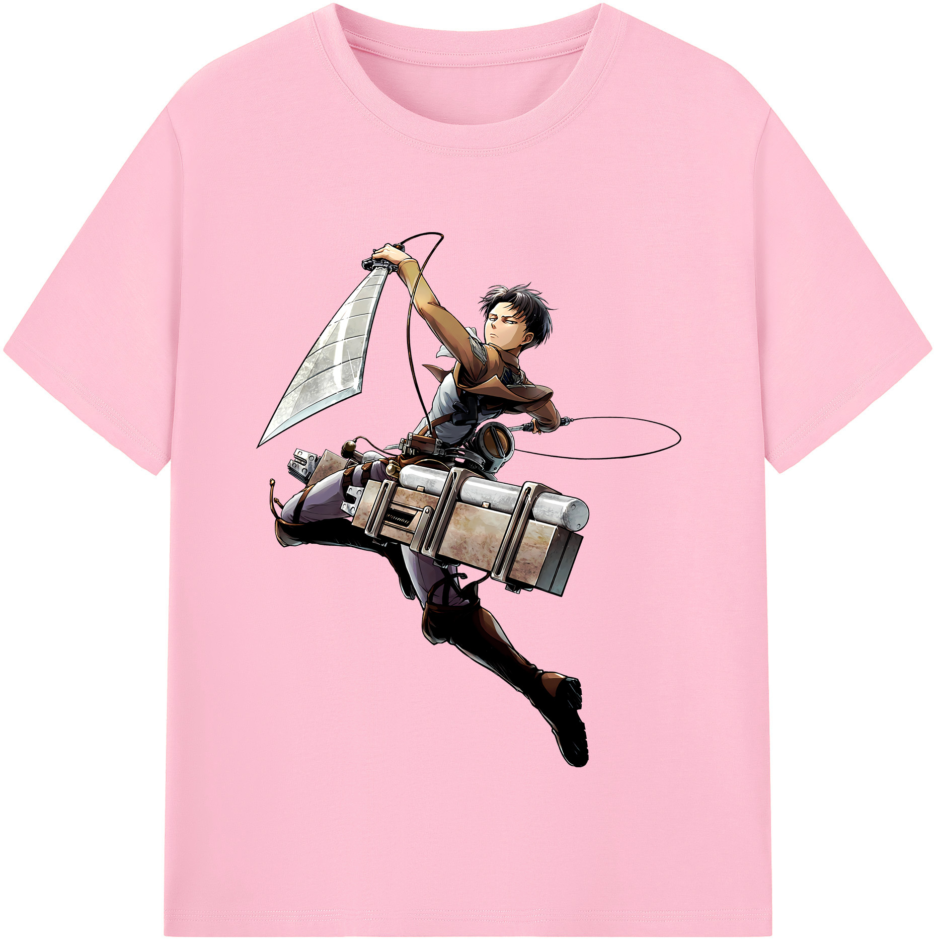 （画像用） 進撃の巨人 リヴァイ·アッカーマン Attack on Titan Levi Ackerman 綿100％半袖Tシャツ（フロントプリント）