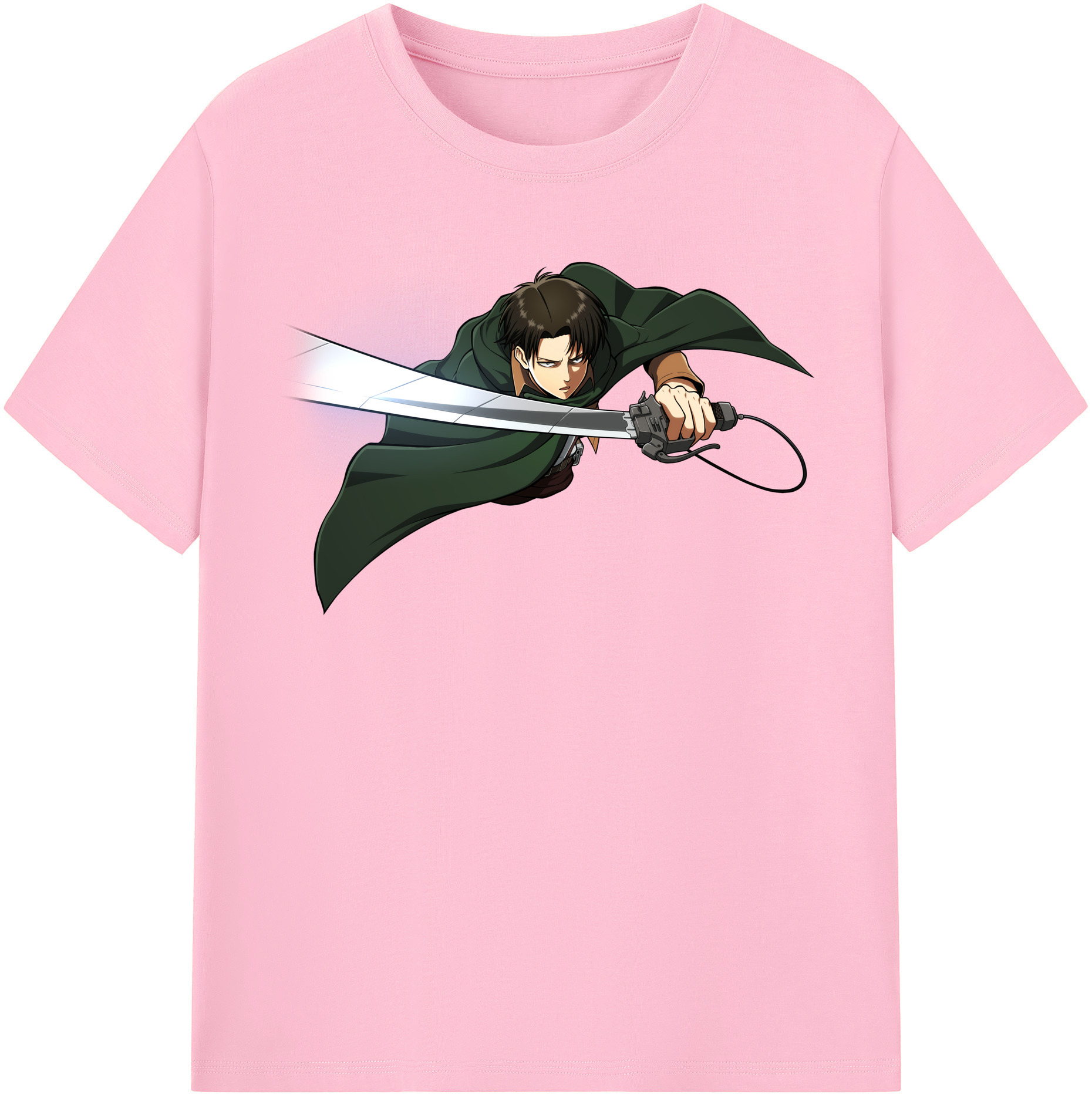 （画像用） 進撃の巨人 リヴァイ·アッカーマン Attack on Titan Levi Ackerman 綿100％半袖Tシャツ（フロントプリント）