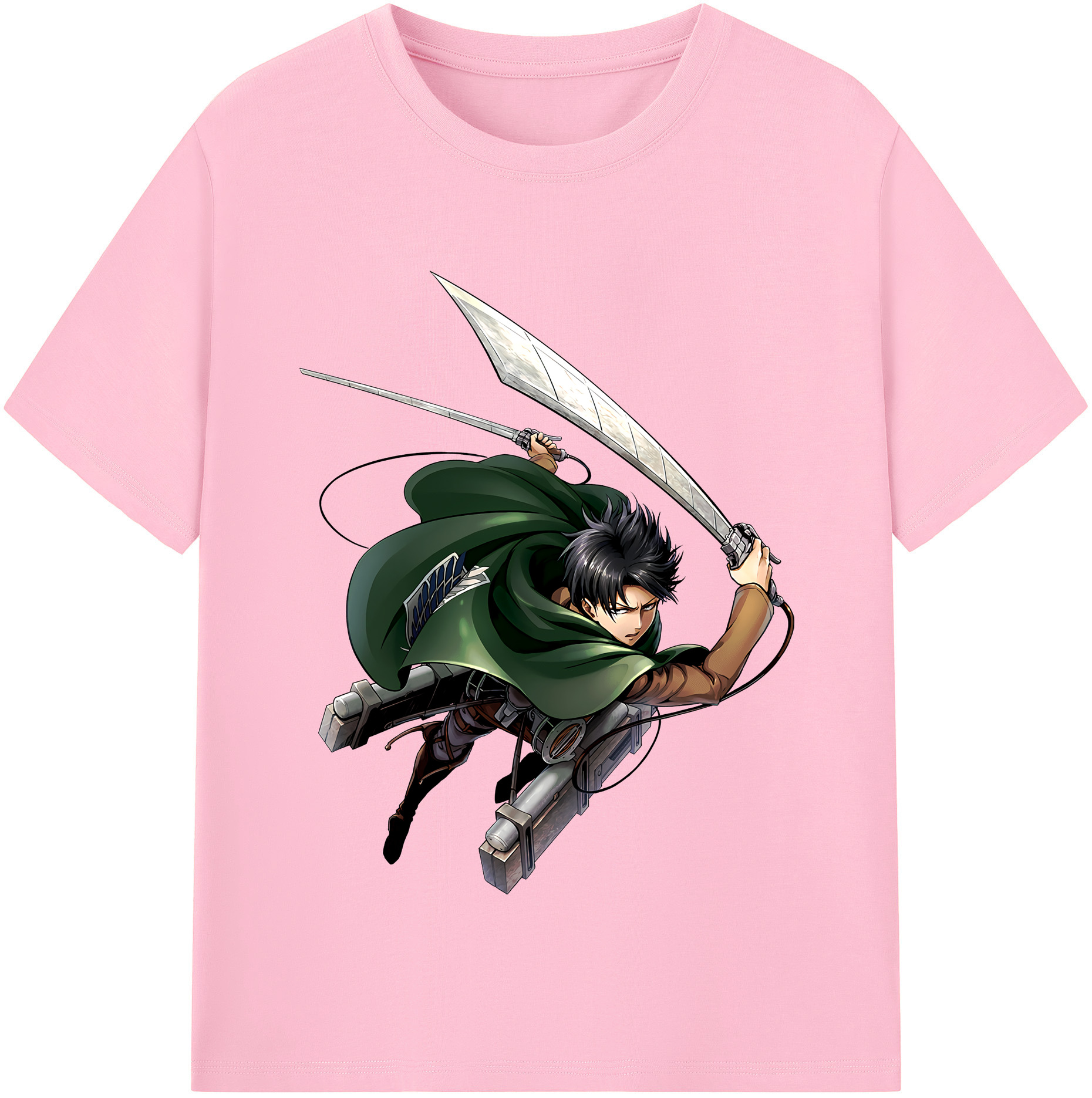 （画像用） 進撃の巨人 リヴァイ·アッカーマン Attack on Titan Levi Ackerman 綿100％半袖Tシャツ（フロントプリント）