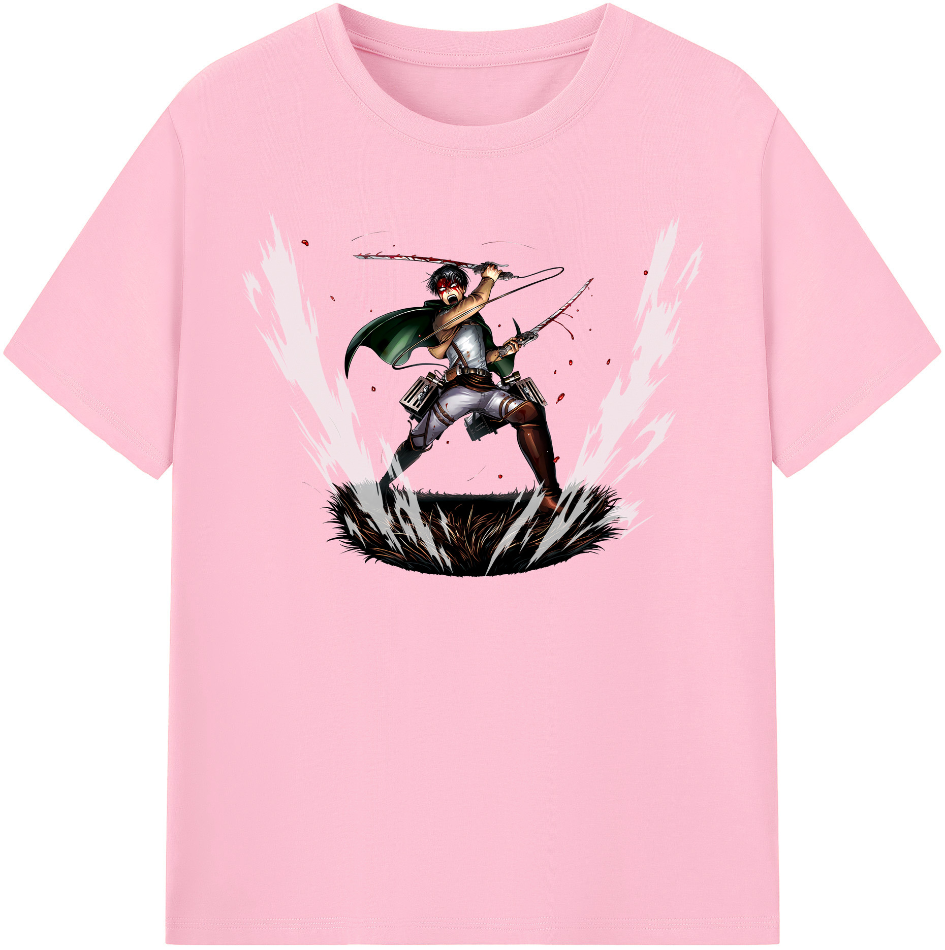 （画像用） 進撃の巨人 リヴァイ·アッカーマン Attack on Titan Levi Ackerman 綿100％半袖Tシャツ（フロントプリント）