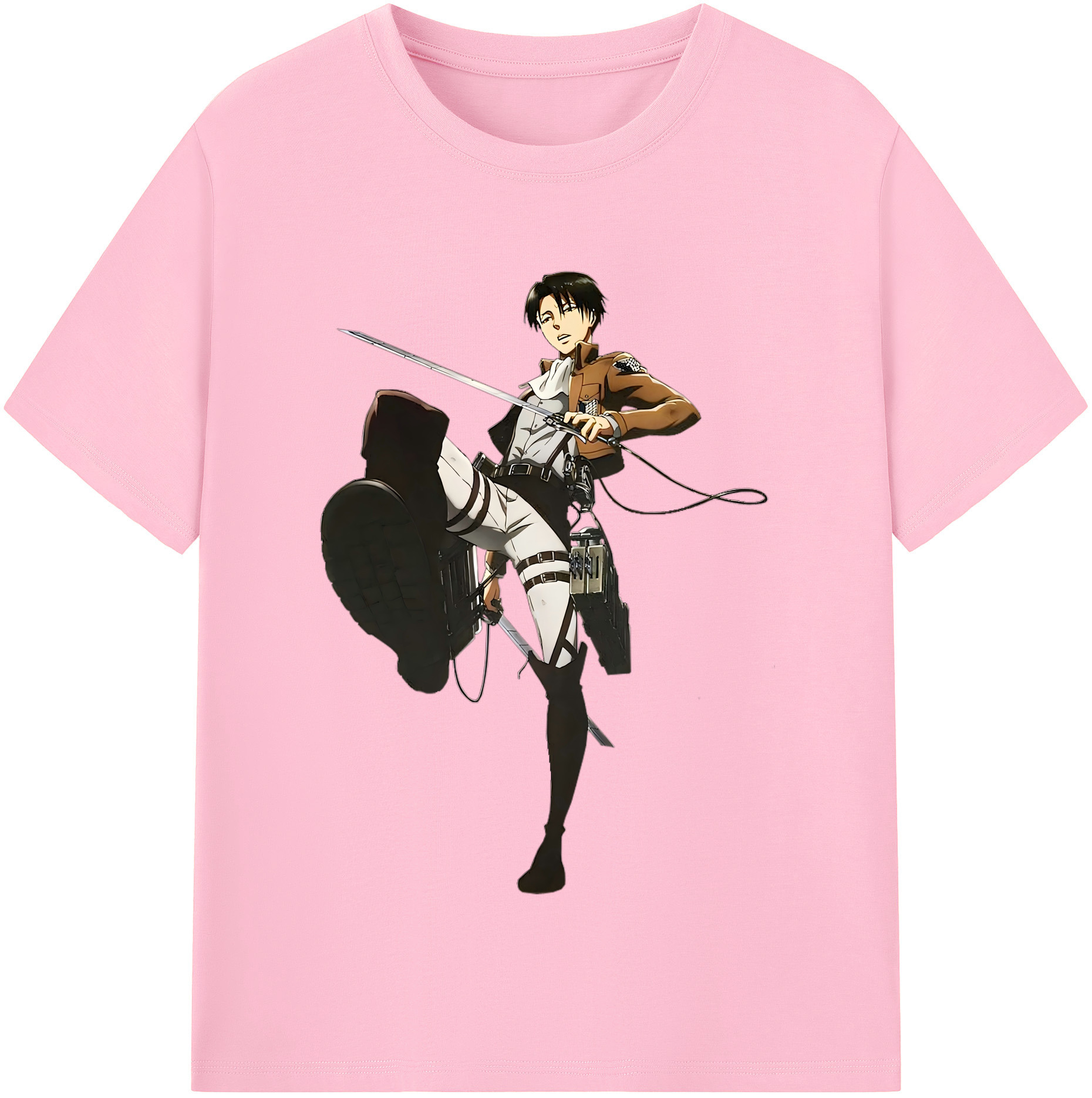 （画像用） 進撃の巨人 リヴァイ·アッカーマン Attack on Titan Levi Ackerman 綿100％半袖Tシャツ（フロントプリント）