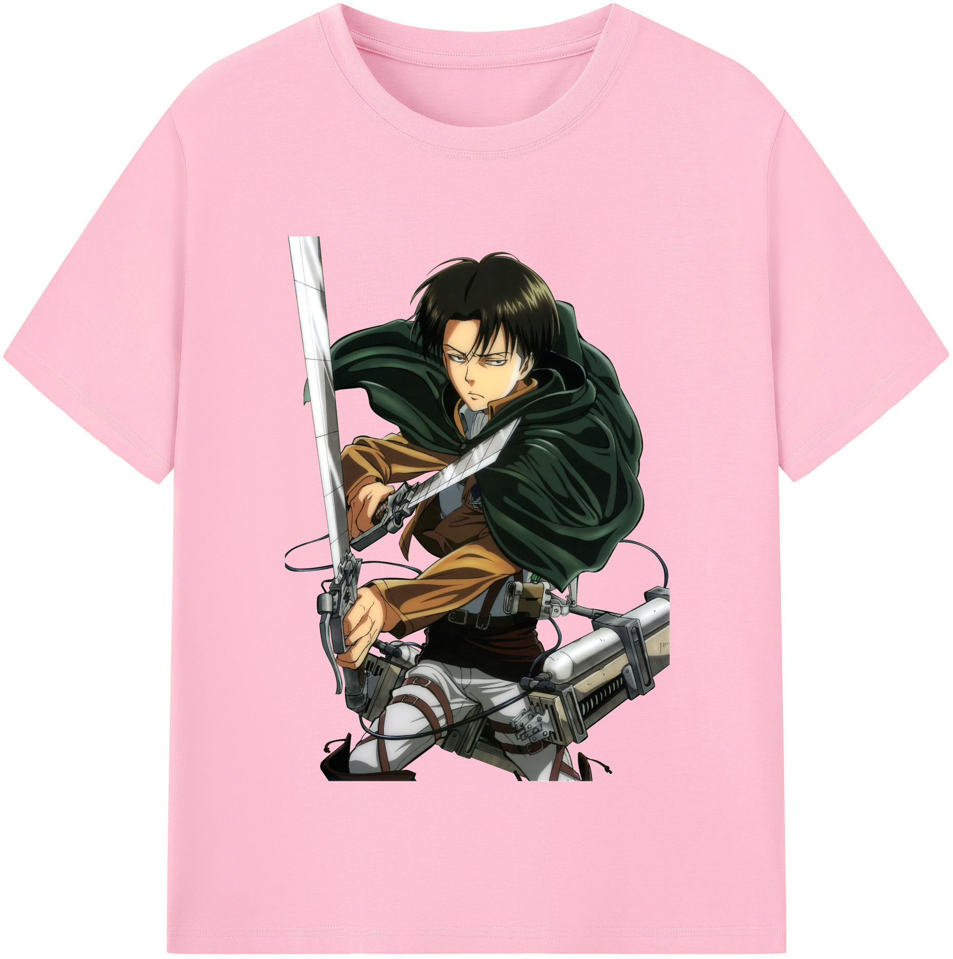 （画像用） 進撃の巨人 リヴァイ·アッカーマン Attack on Titan Levi Ackerman 綿100％半袖Tシャツ（フロントプリント）