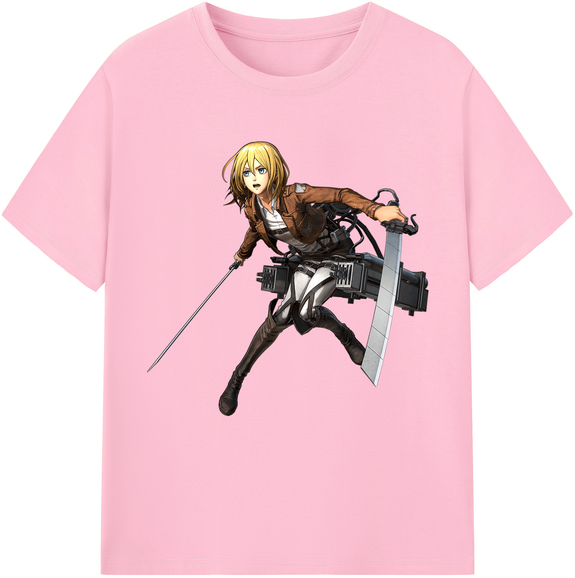（画像用） 進撃の巨人 クリスタ·レンズ Attack on Titan Christa Lenz 綿100％半袖Tシャツ（フロントプリント）