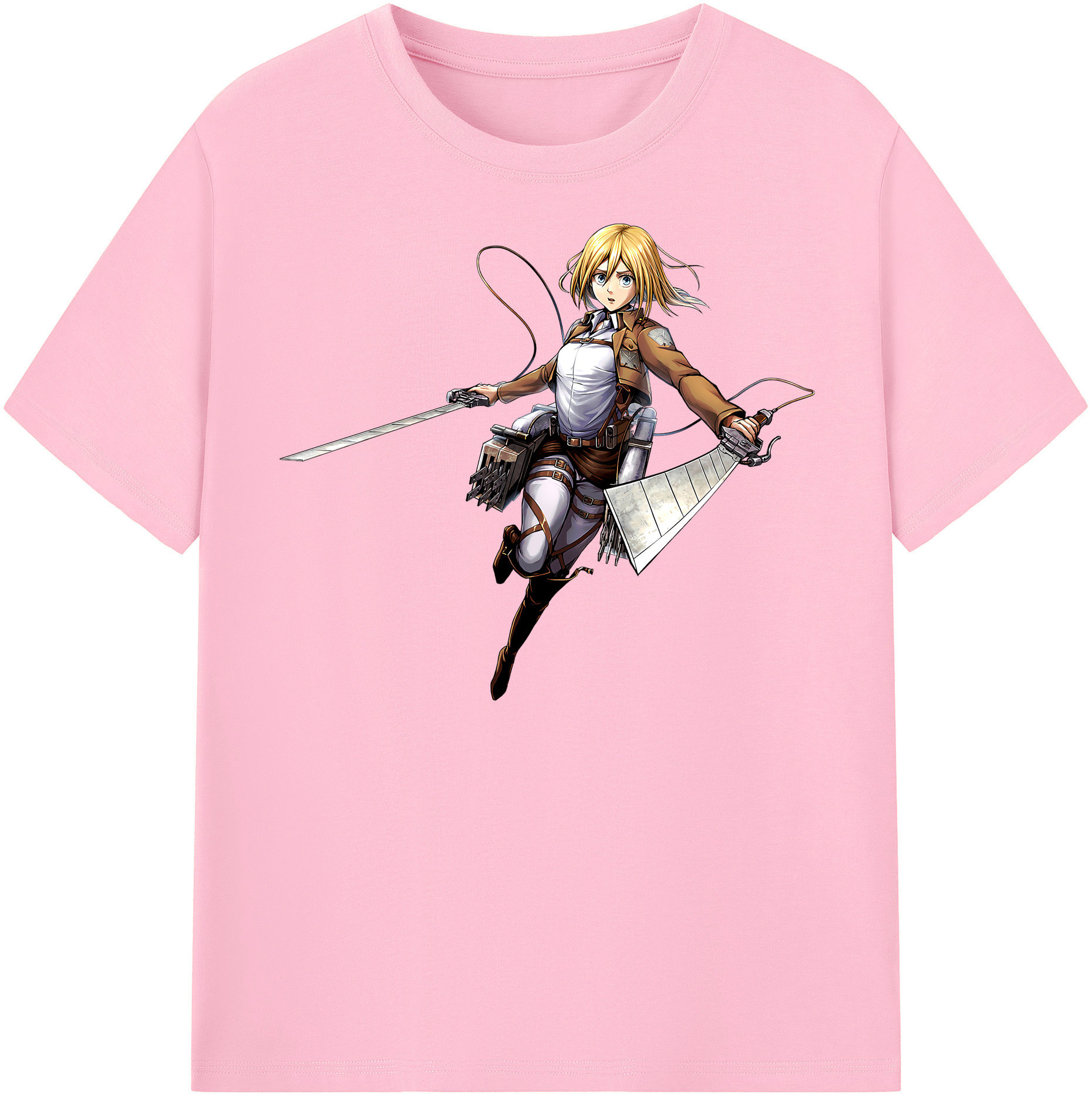 （画像用） 進撃の巨人 クリスタ·レンズ Attack on Titan Christa Lenz 綿100％半袖Tシャツ（フロントプリント）