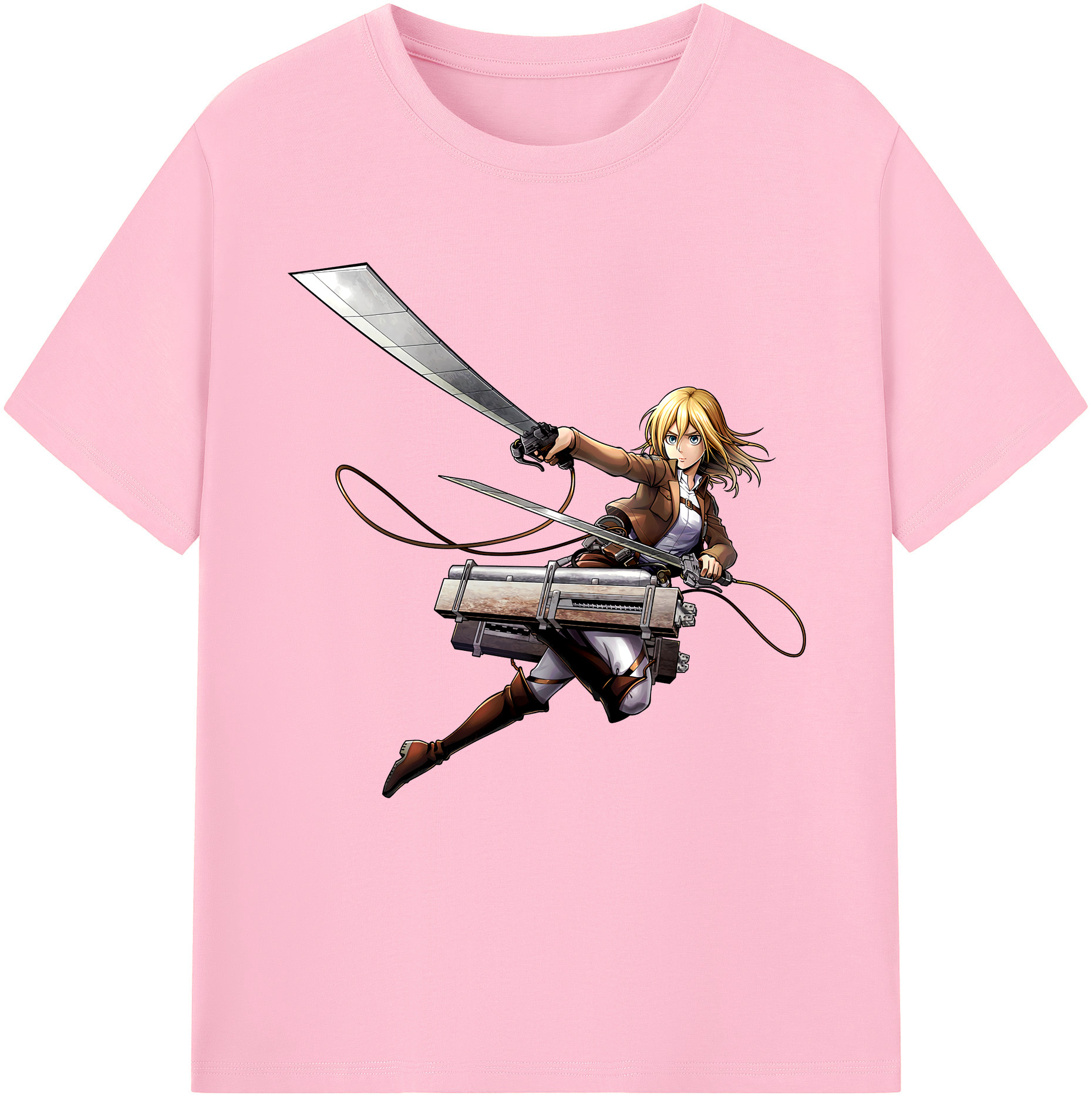 （画像用） 進撃の巨人 クリスタ·レンズ Attack on Titan Christa Lenz 綿100％半袖Tシャツ（フロントプリント）