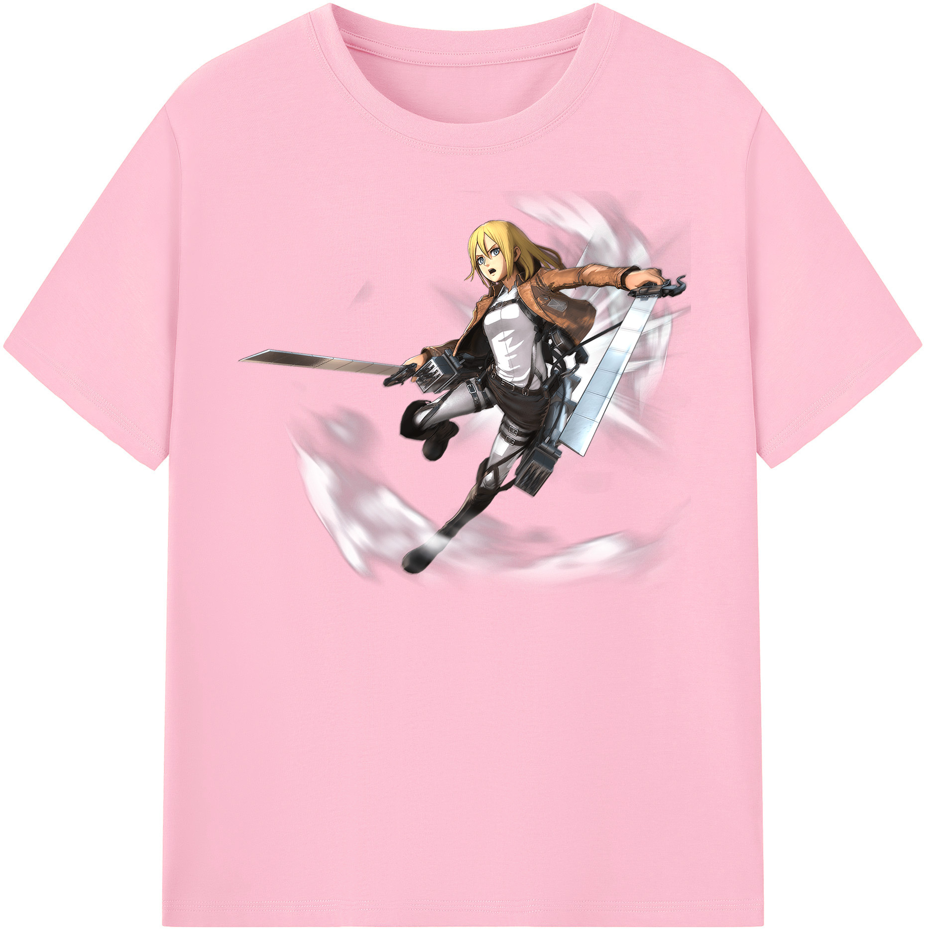（画像用） 進撃の巨人 クリスタ·レンズ Attack on Titan Christa Lenz 綿100％半袖Tシャツ（フロントプリント）