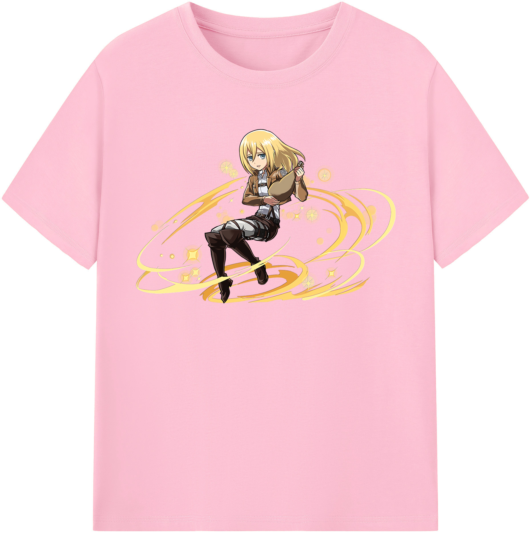 （画像用） 進撃の巨人 クリスタ·レンズ Attack on Titan Christa Lenz 綿100％半袖Tシャツ（フロントプリント）