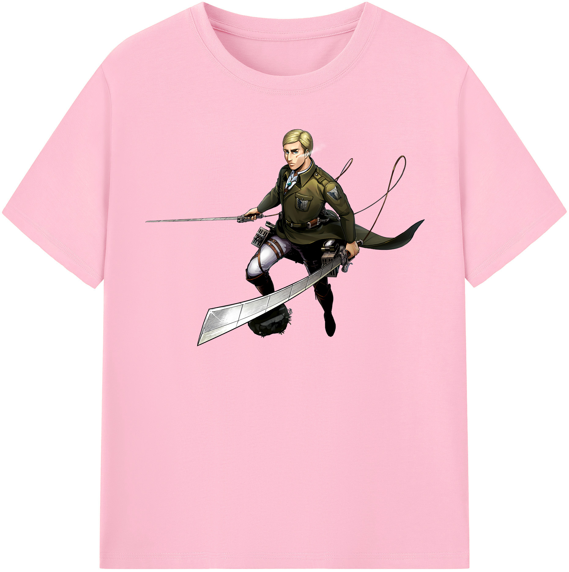 （画像用） 進撃の巨人 エルヴィン・スミス Attack on Titan Erwin Smith 綿100％半袖Tシャツ（フロントプリント）