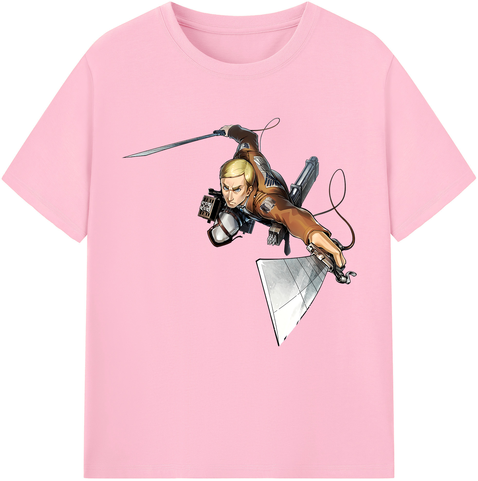 （画像用） 進撃の巨人 エルヴィン・スミス Attack on Titan Erwin Smith 綿100％半袖Tシャツ（フロントプリント）