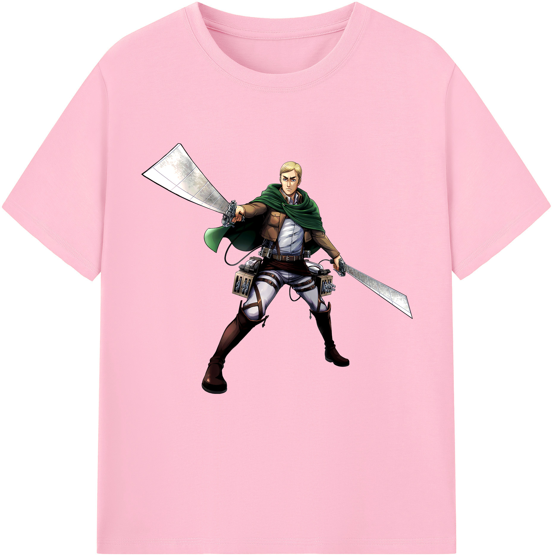 （画像用） 進撃の巨人 エルヴィン・スミス Attack on Titan Erwin Smith 綿100％半袖Tシャツ（フロントプリント）