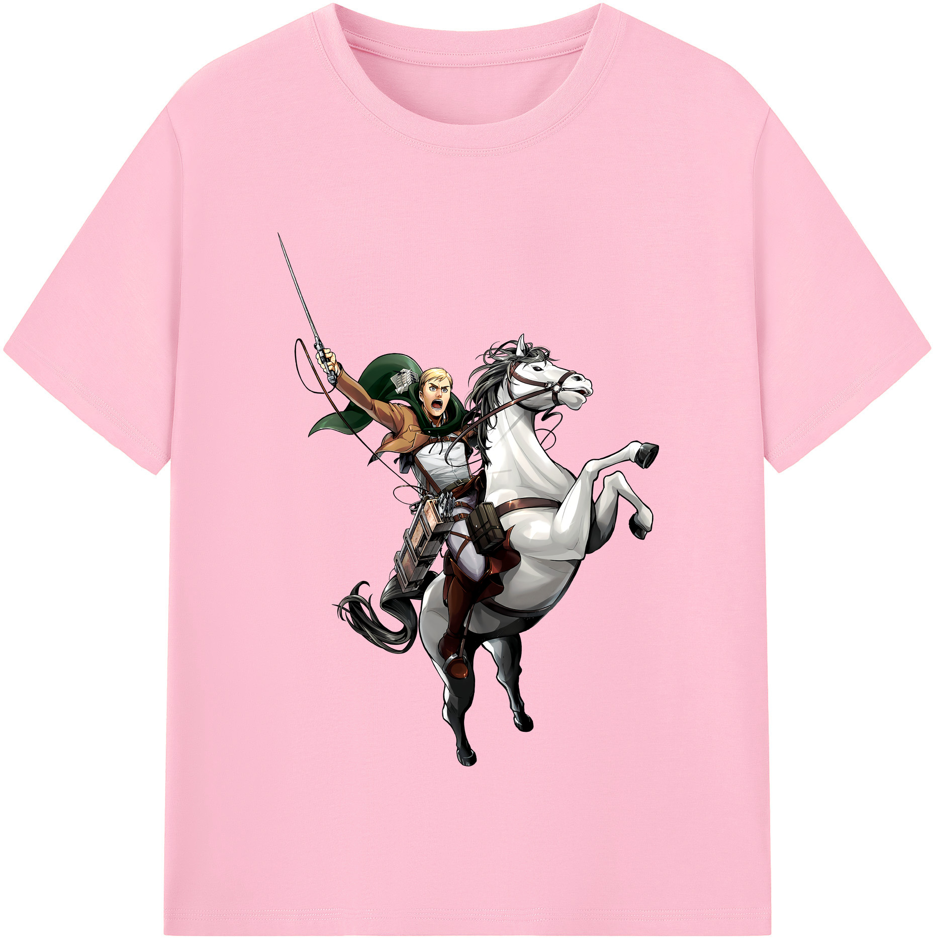（画像用） 進撃の巨人 エルヴィン・スミス Attack on Titan Erwin Smith 綿100％半袖Tシャツ（フロントプリント）