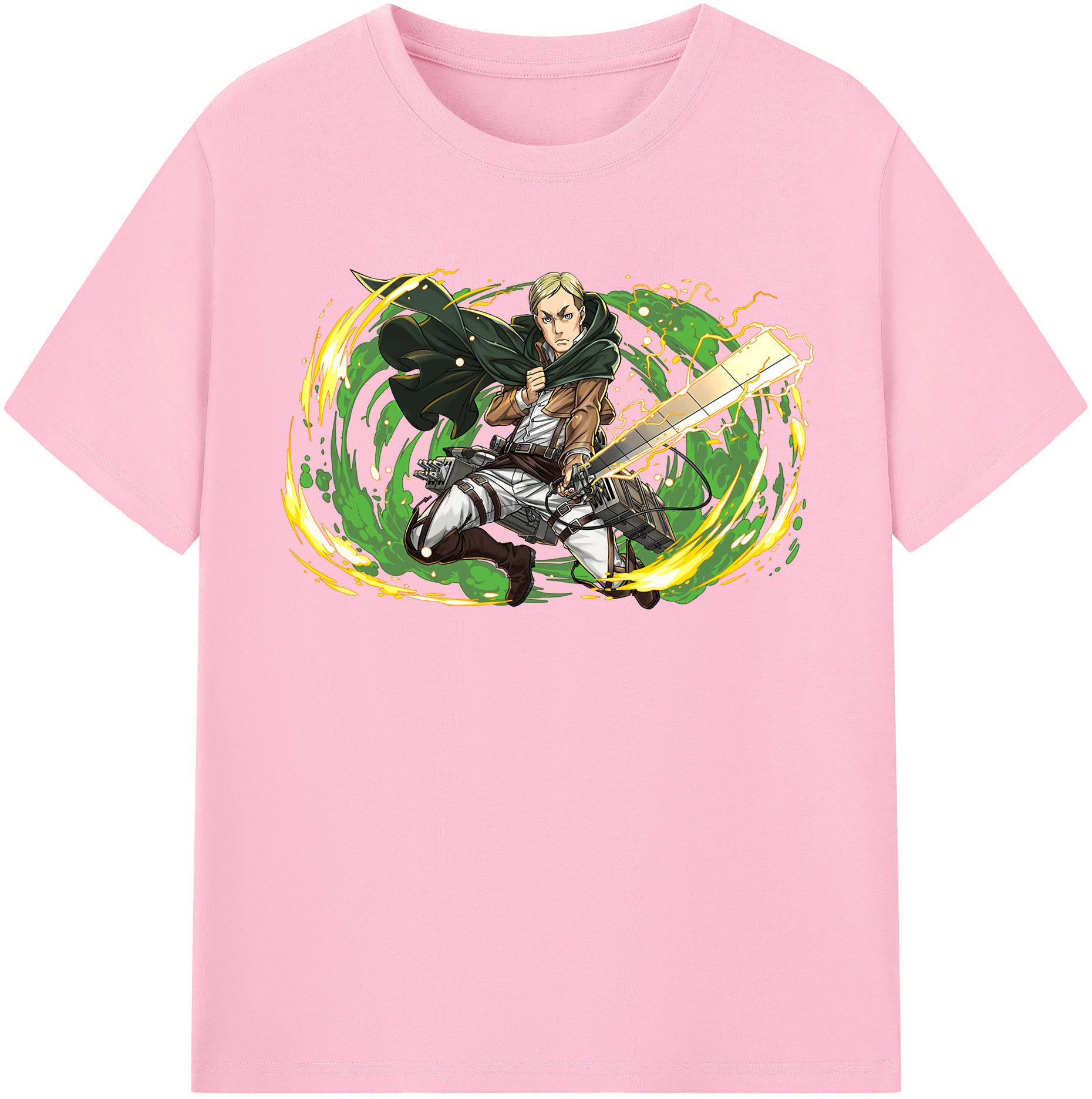 （画像用） 進撃の巨人 エルヴィン・スミス Attack on Titan Erwin Smith 綿100％半袖Tシャツ（フロントプリント）