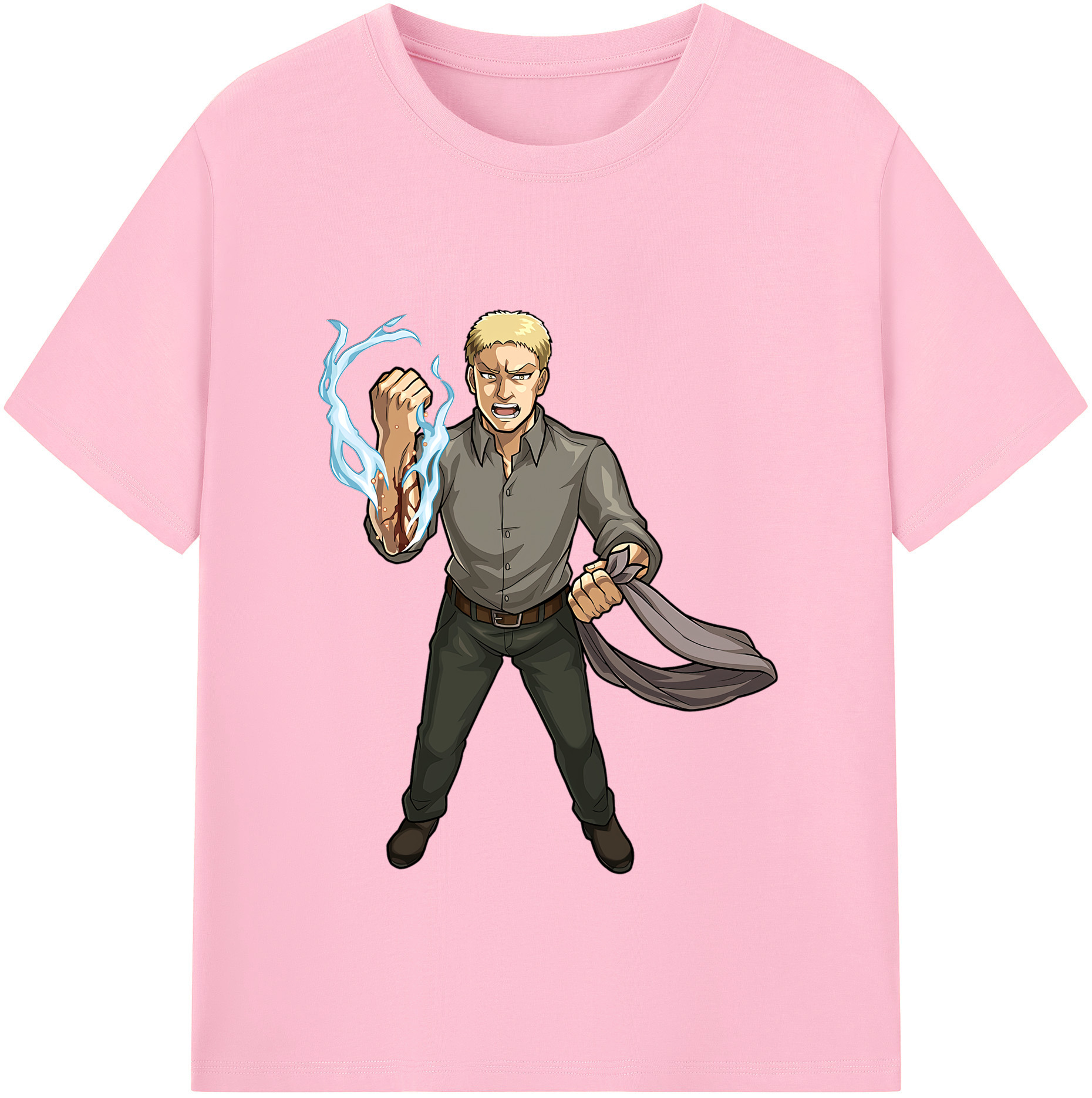 （画像用） 進撃の巨人 ライナー・ブラウン Attack on Titan Reiner Braun 綿100％半袖Tシャツ（フロントプリント）