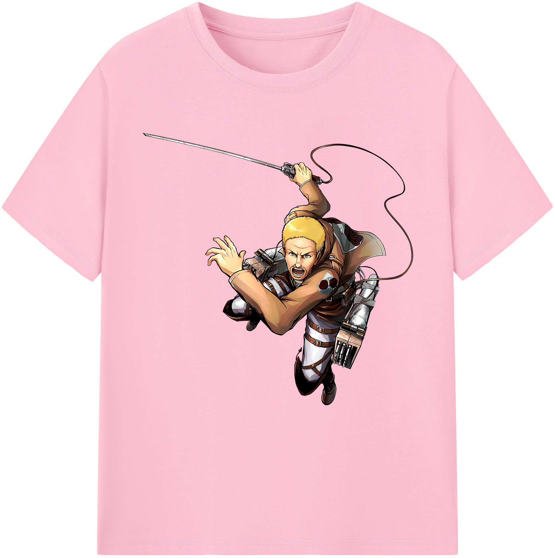 （画像用） 進撃の巨人 ハンネス Attack on Titan Hannes 綿100％半袖Tシャツ（フロントプリント）