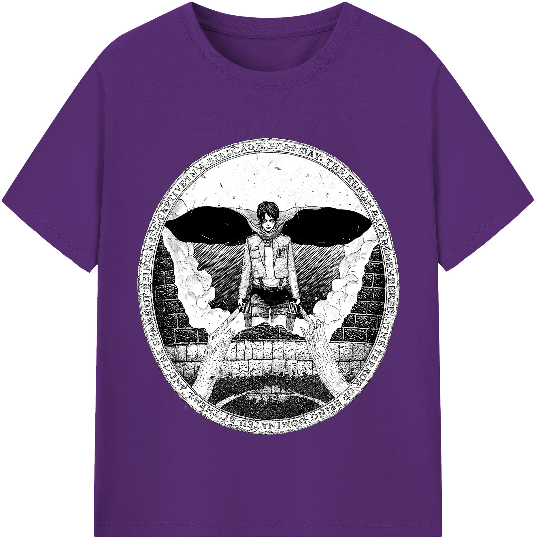 （画像用） 進撃の巨人 エレン･イェーガー Attack on Titan Eren Jäger 綿100％半袖Tシャツ（フロントプリント）