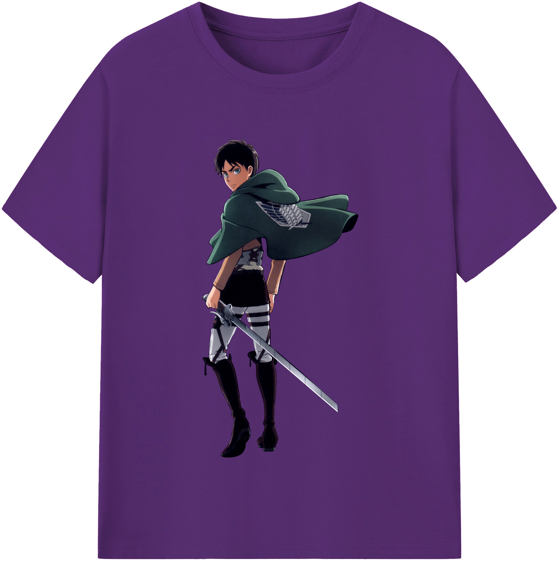 （画像用） 進撃の巨人 エレン･イェーガー Attack on Titan Eren Jäger 綿100％半袖Tシャツ（フロントプリント）
