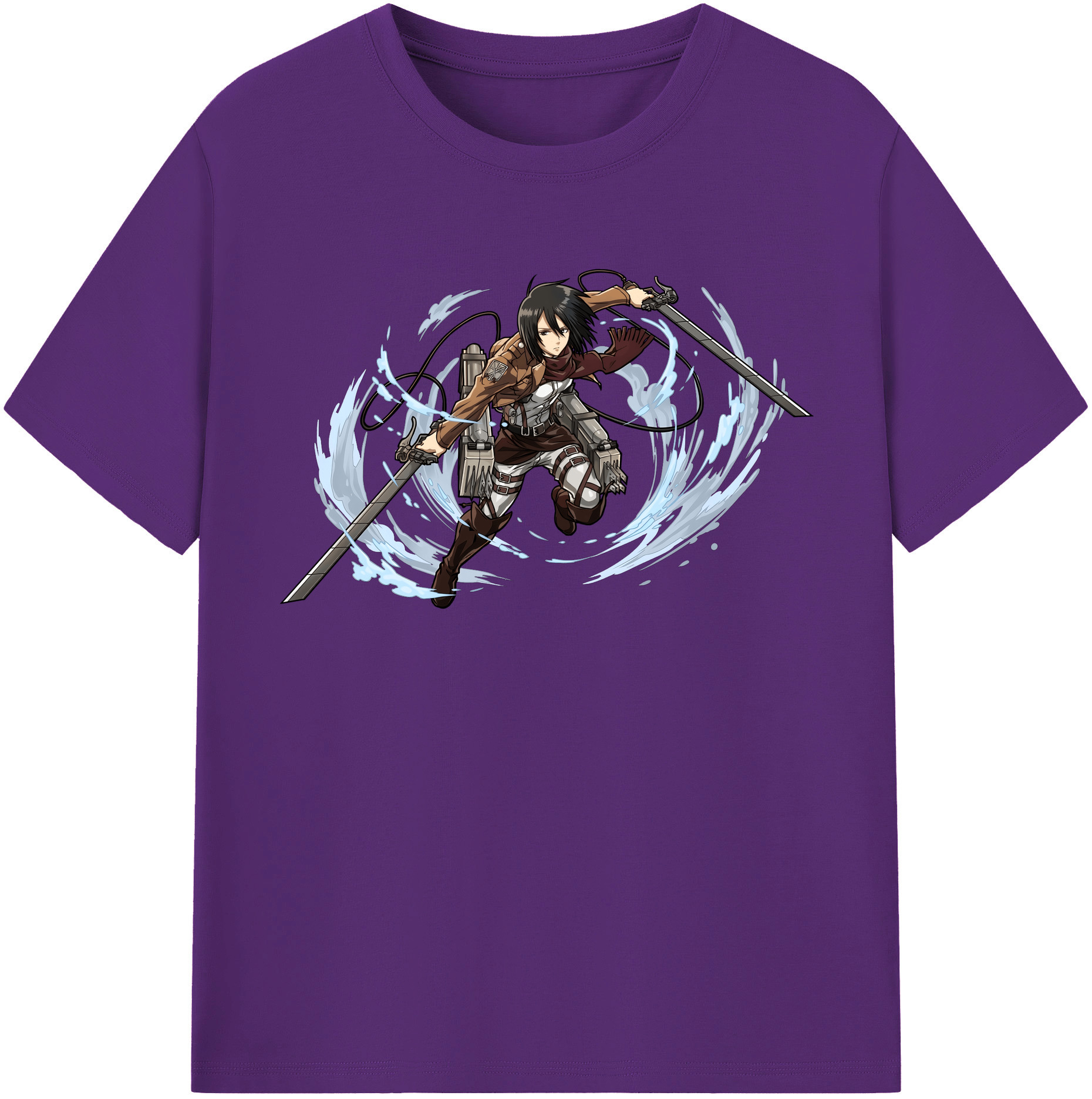 （画像用） 進撃の巨人 ミカサ·アッカーマン Attack on Titan Mikasa Ackerman 綿100％半袖Tシャツ（フロントプリント）
