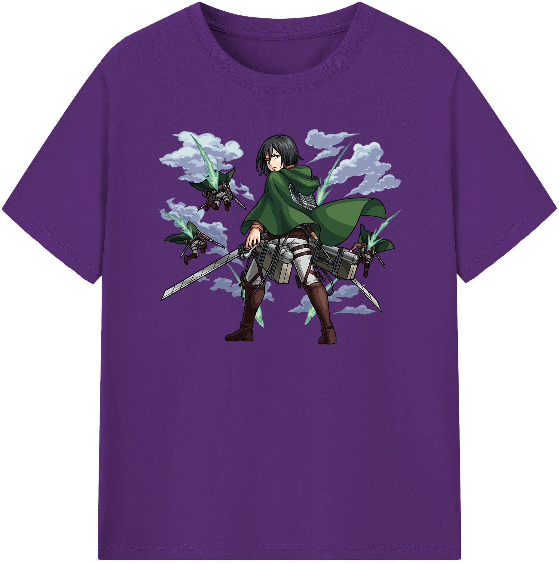 （画像用） 進撃の巨人 ミカサ·アッカーマン Attack on Titan Mikasa Ackerman 綿100％半袖Tシャツ（フロントプリント）