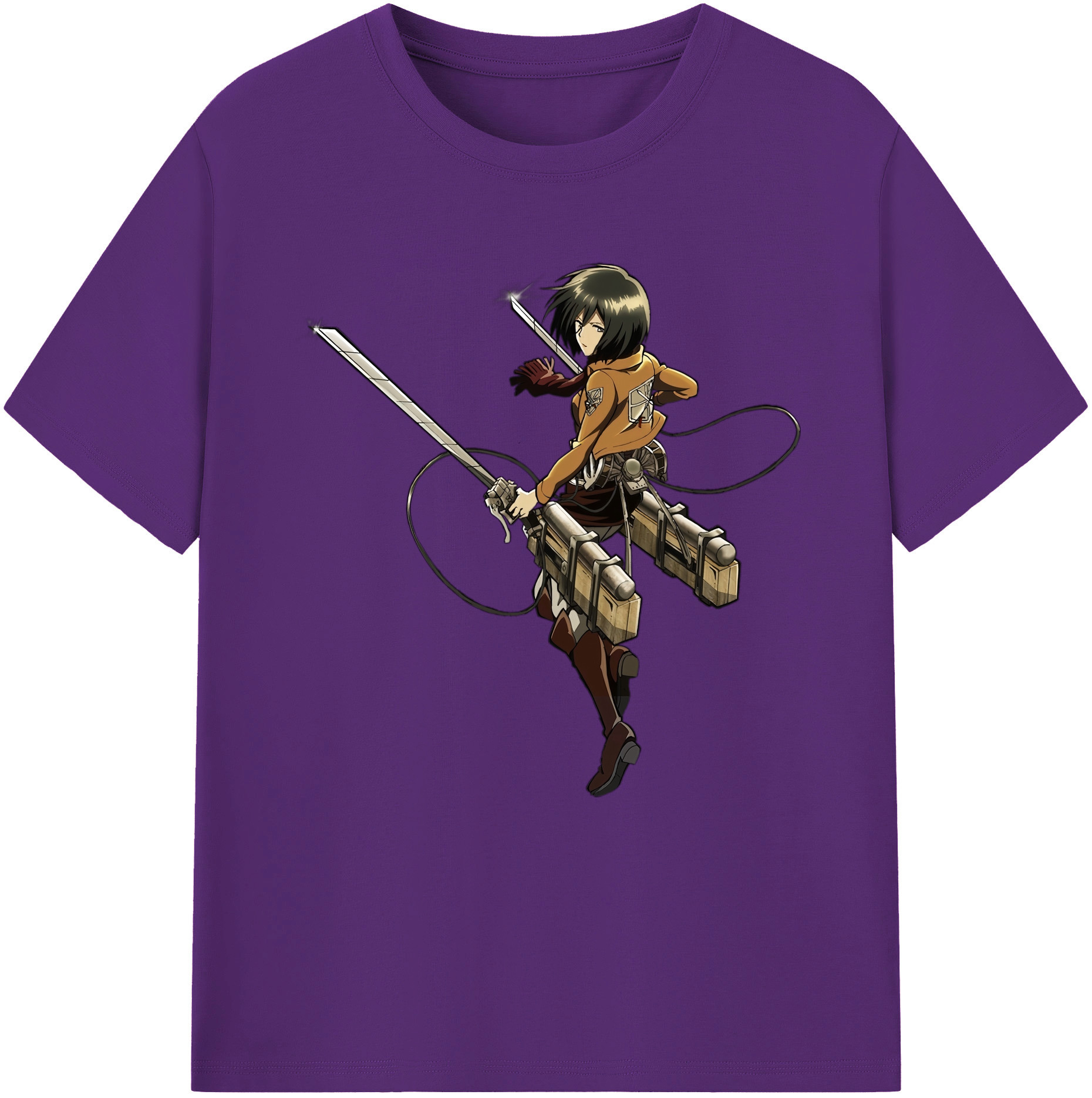 （画像用） 進撃の巨人 ミカサ·アッカーマン Attack on Titan Mikasa Ackerman 綿100％半袖Tシャツ（フロントプリント）