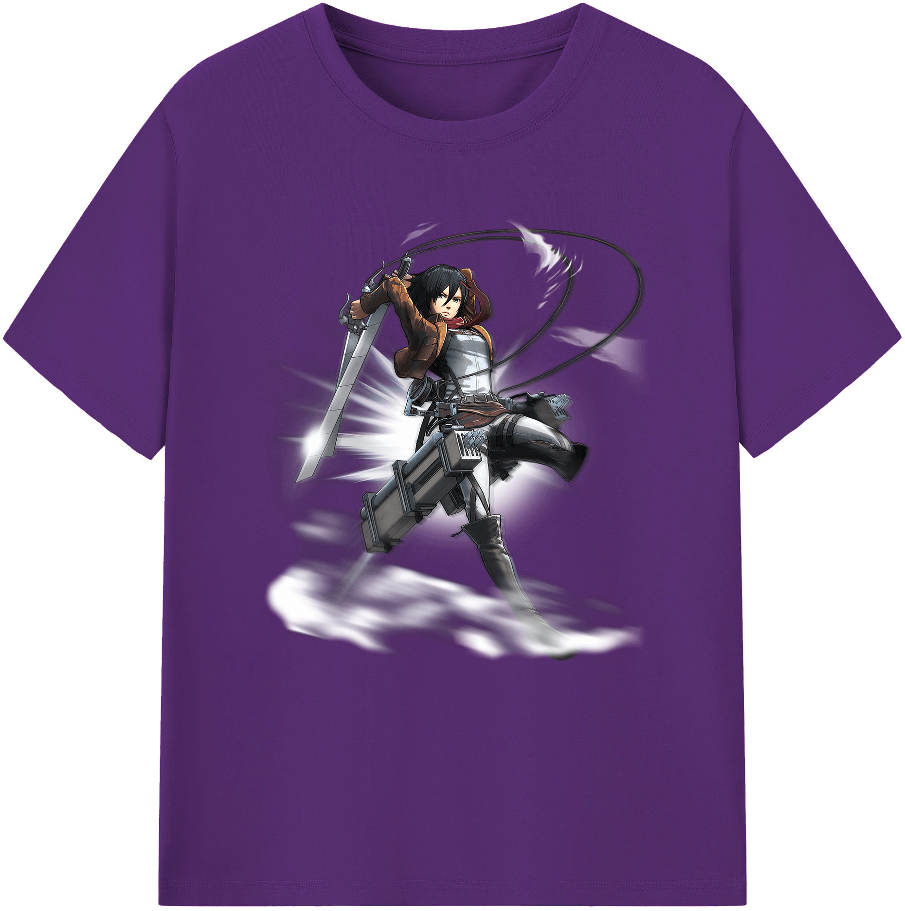 （画像用） 進撃の巨人 ミカサ·アッカーマン Attack on Titan Mikasa Ackerman 綿100％半袖Tシャツ（フロントプリント）