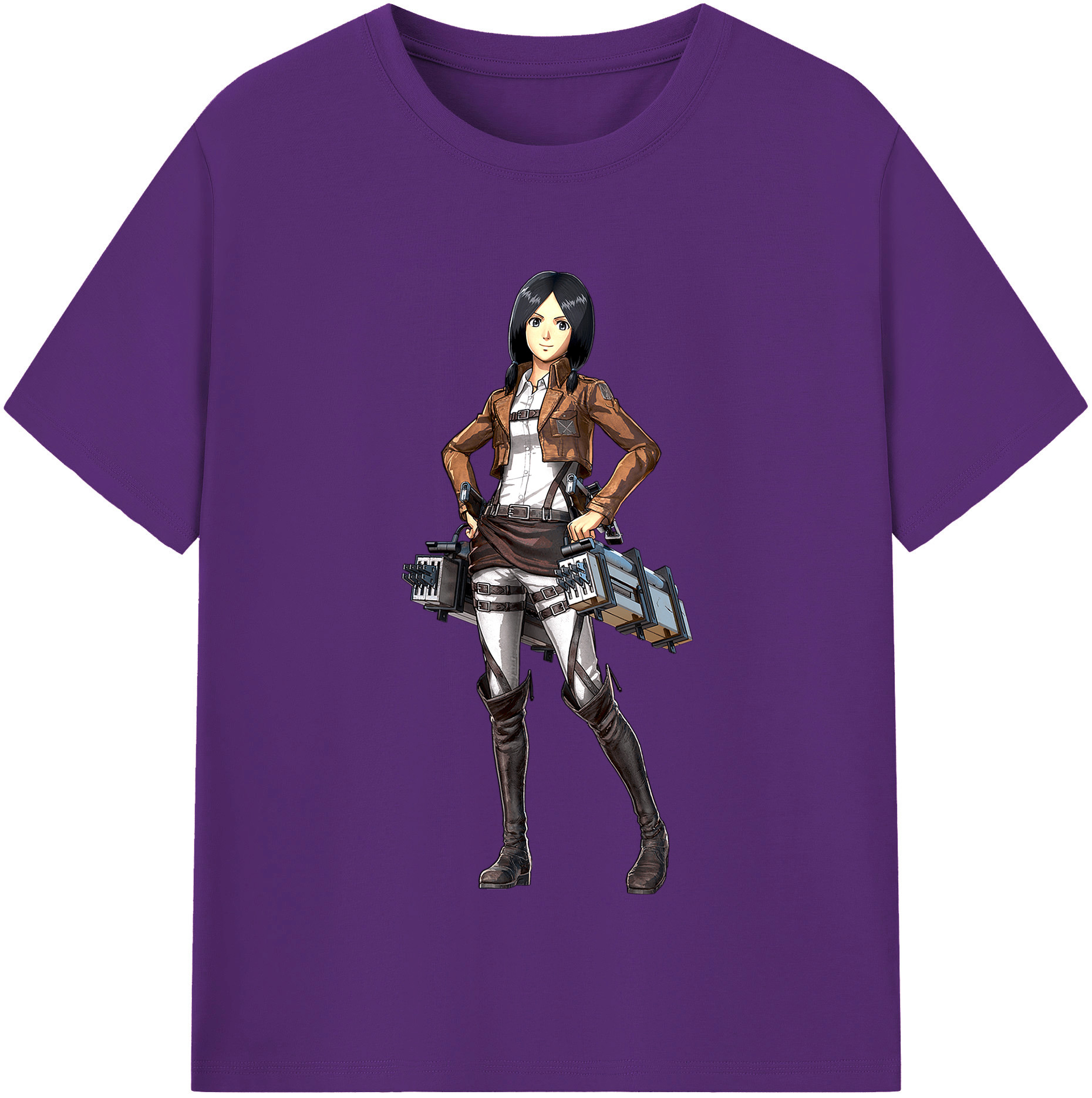 （画像用） 進撃の巨人 ミカサ·アッカーマン Attack on Titan Mikasa Ackerman 綿100％半袖Tシャツ（フロントプリント）
