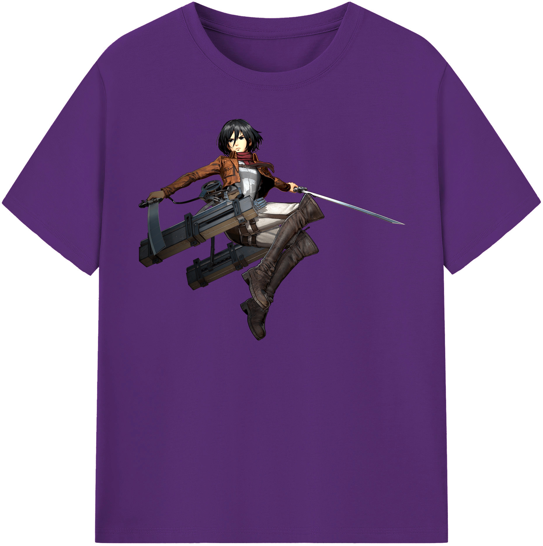 （画像用） 進撃の巨人 ミカサ·アッカーマン Attack on Titan Mikasa Ackerman 綿100％半袖Tシャツ（フロントプリント）
