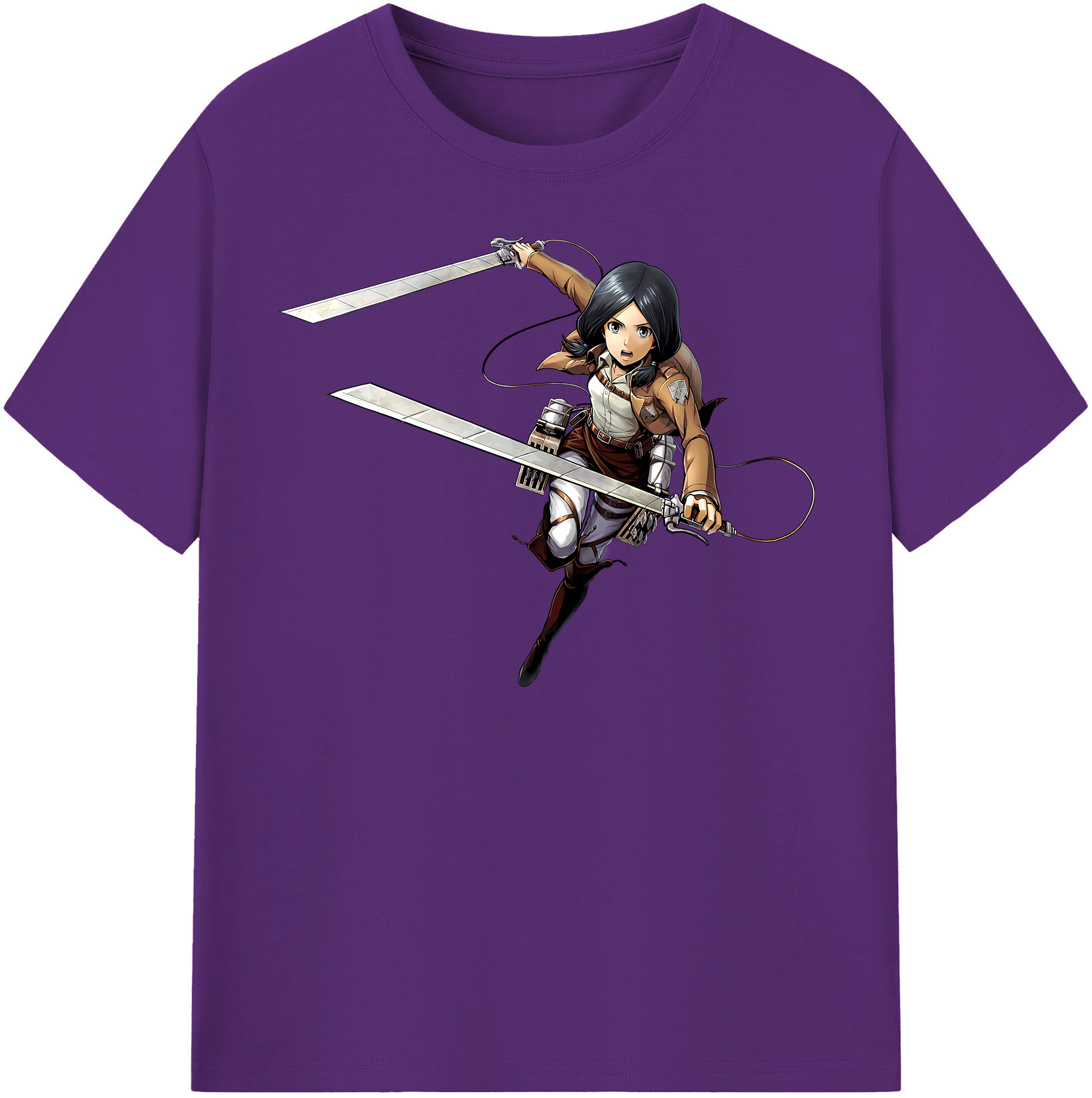（画像用） 進撃の巨人 ミカサ·アッカーマン Attack on Titan Mikasa Ackerman 綿100％半袖Tシャツ（フロントプリント）