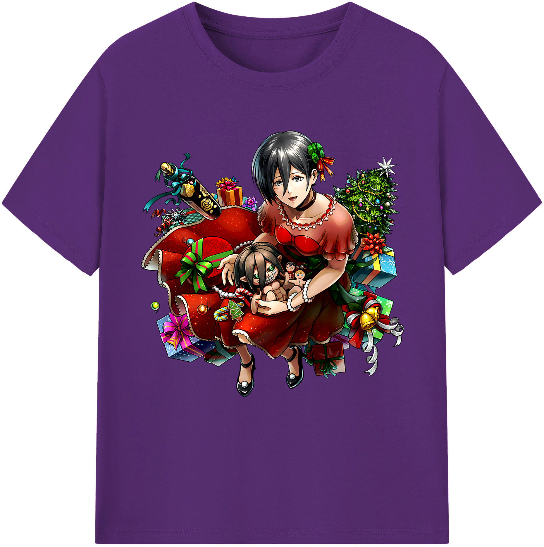 （画像用） 進撃の巨人 ミカサ·アッカーマン Attack on Titan Mikasa Ackerman 綿100％半袖Tシャツ（フロントプリント）