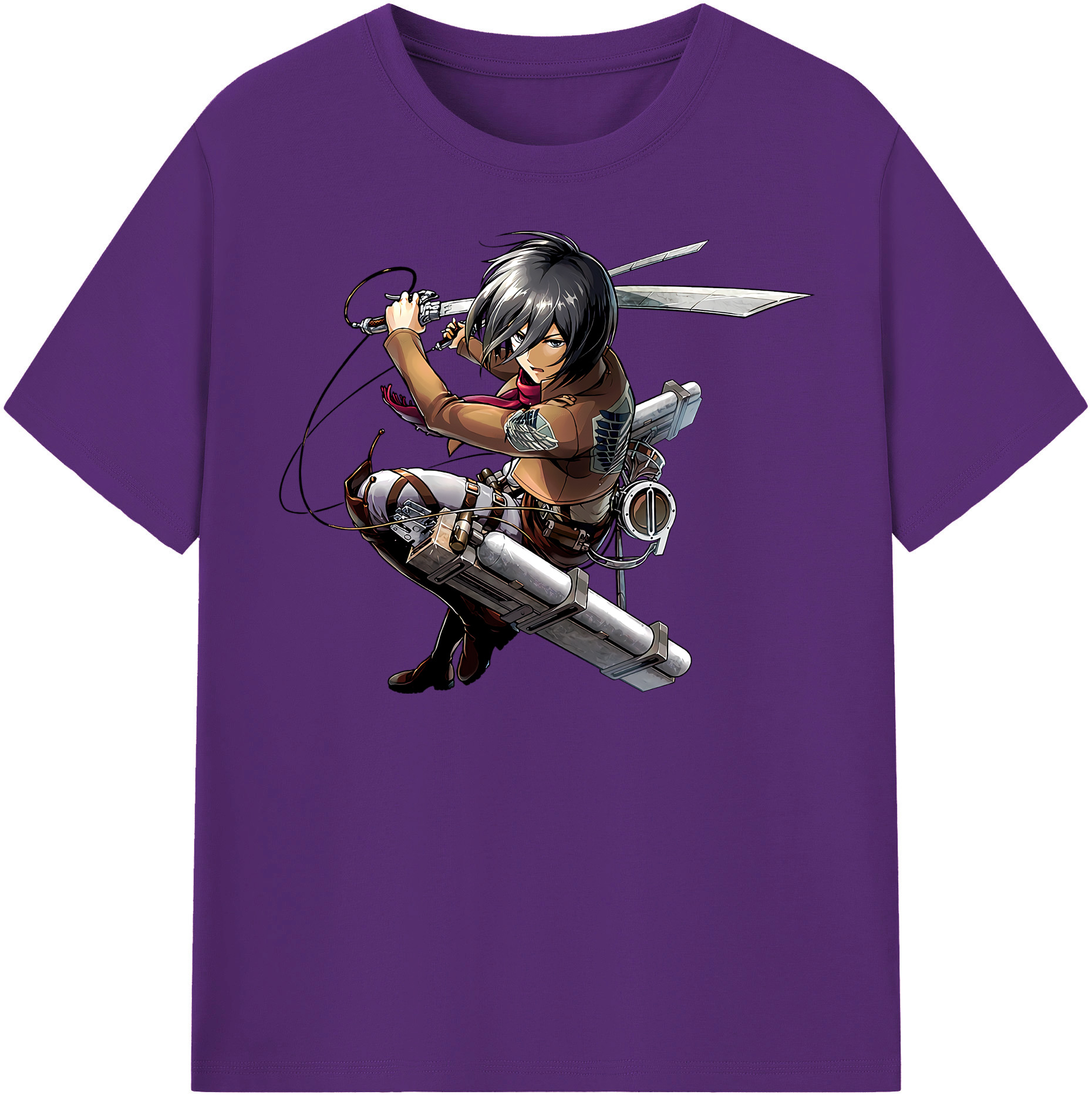 （画像用） 進撃の巨人 ミカサ·アッカーマン Attack on Titan Mikasa Ackerman 綿100％半袖Tシャツ（フロントプリント）