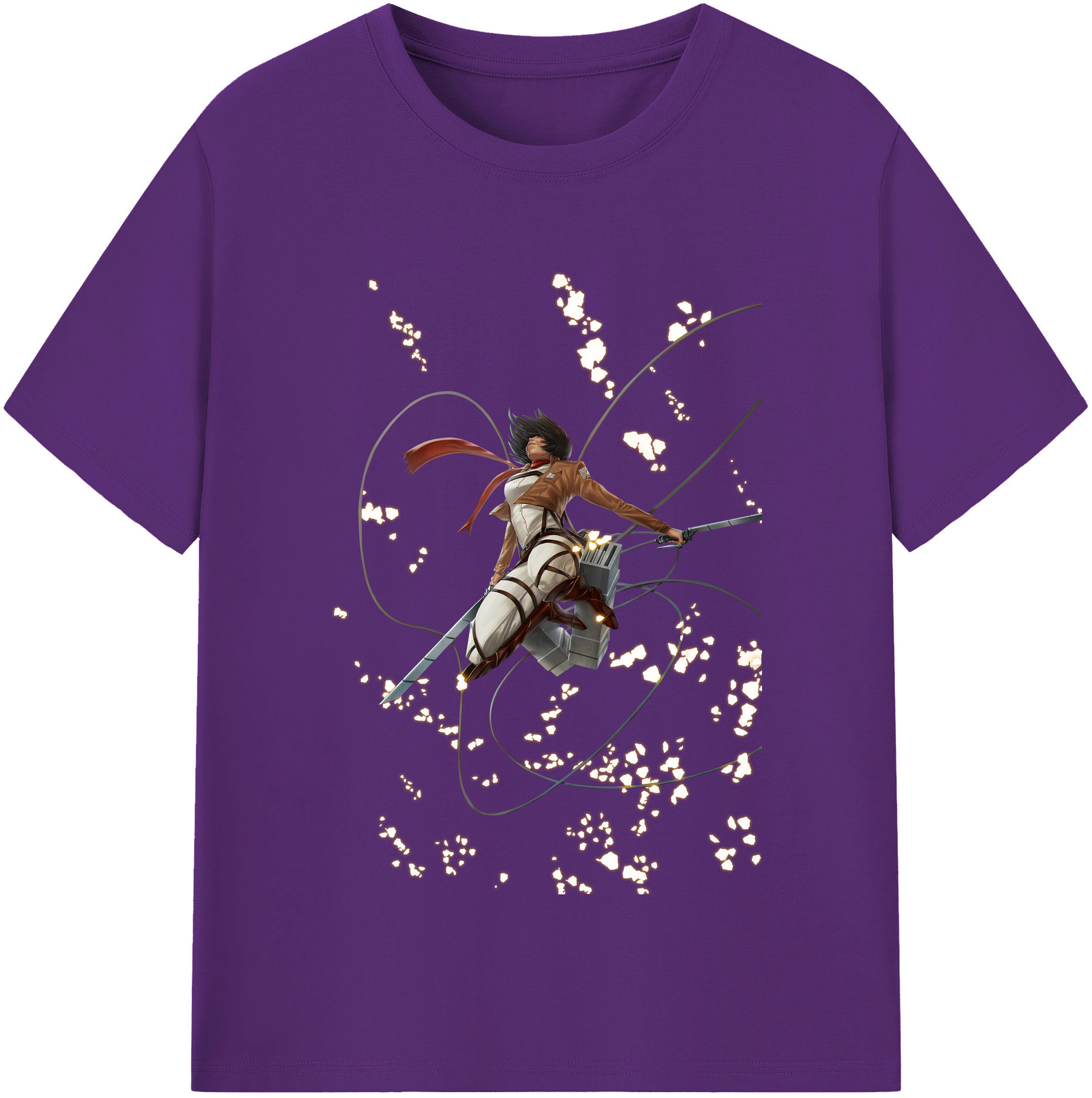 （画像用） 進撃の巨人 ミカサ·アッカーマン Attack on Titan Mikasa Ackerman 綿100％半袖Tシャツ（フロントプリント）