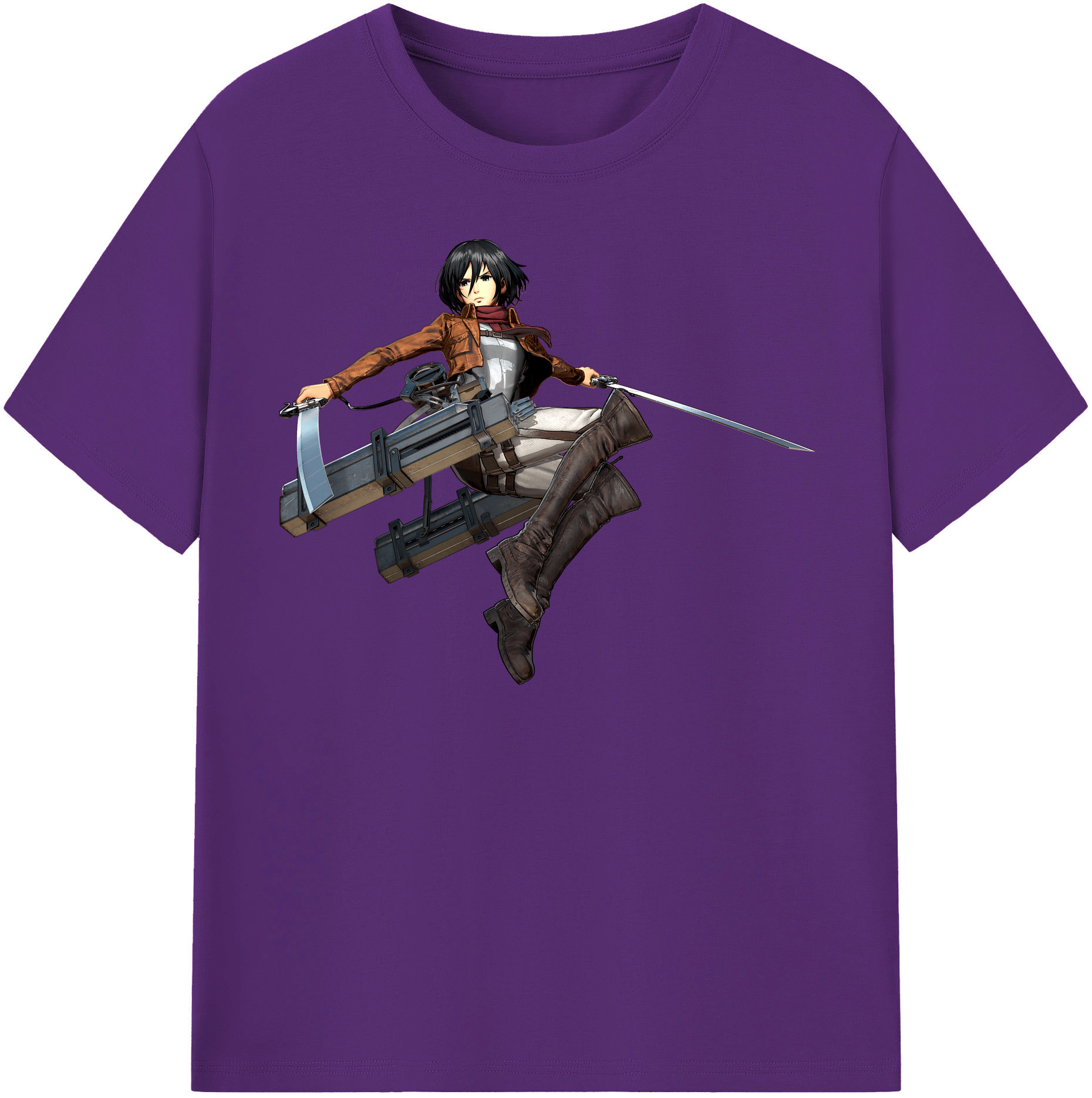 （画像用） 進撃の巨人 ミカサ·アッカーマン Attack on Titan Mikasa Ackerman 綿100％半袖Tシャツ（フロントプリント）
