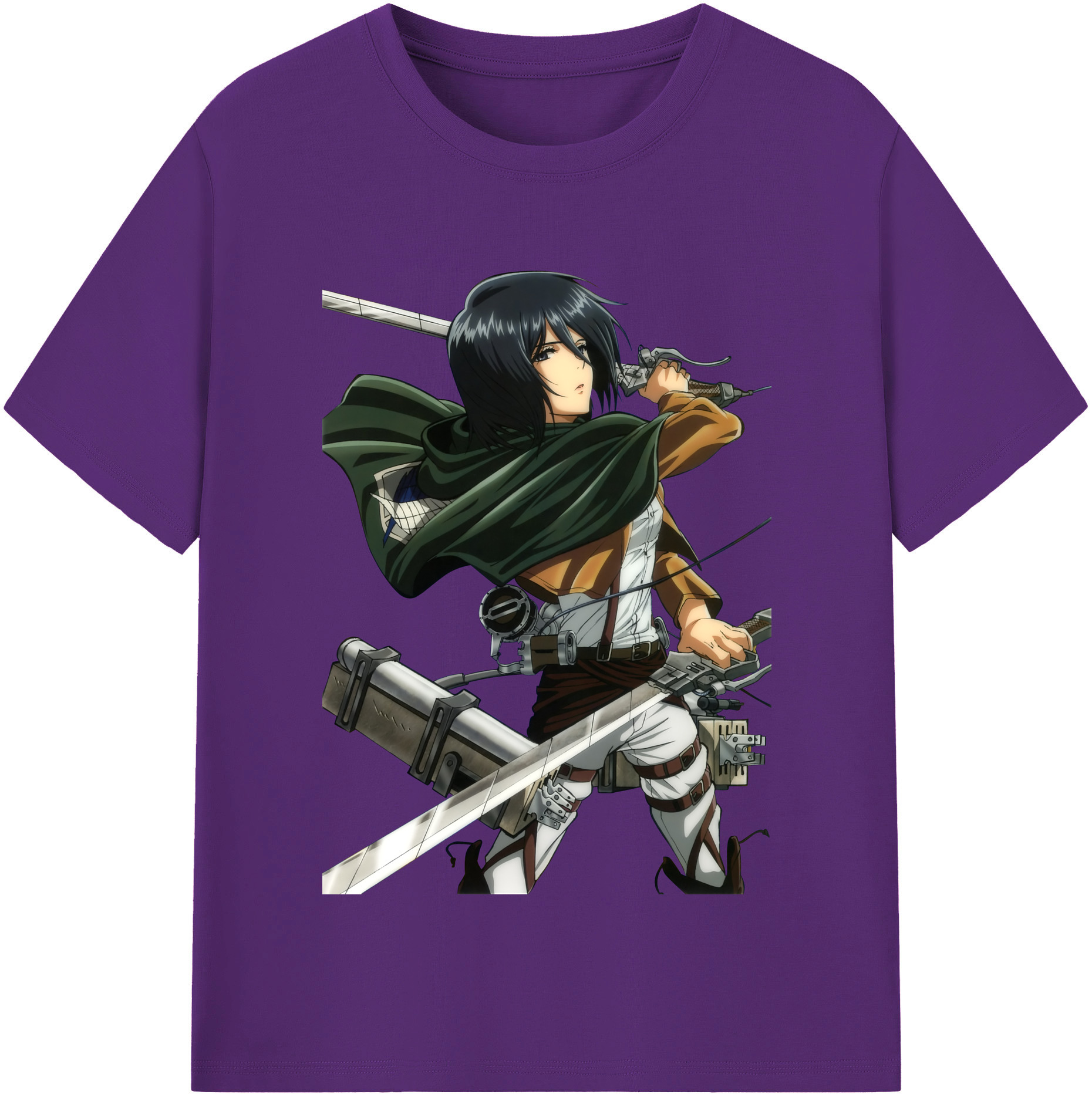 （画像用） 進撃の巨人 ミカサ·アッカーマン Attack on Titan Mikasa Ackerman 綿100％半袖Tシャツ（フロントプリント）