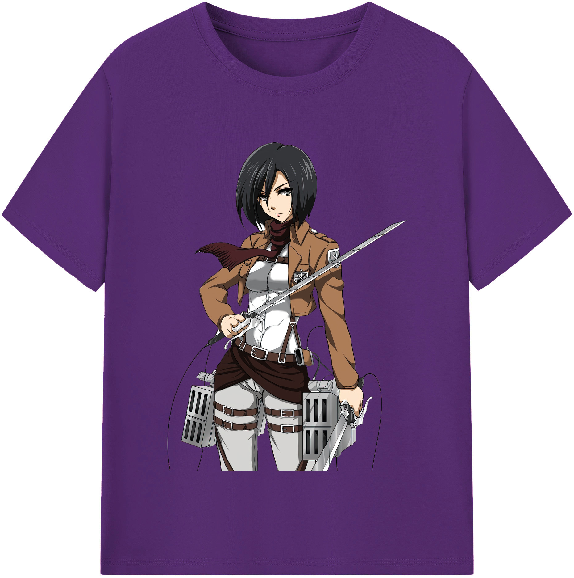 （画像用） 進撃の巨人 ミカサ·アッカーマン Attack on Titan Mikasa Ackerman 綿100％半袖Tシャツ（フロントプリント）
