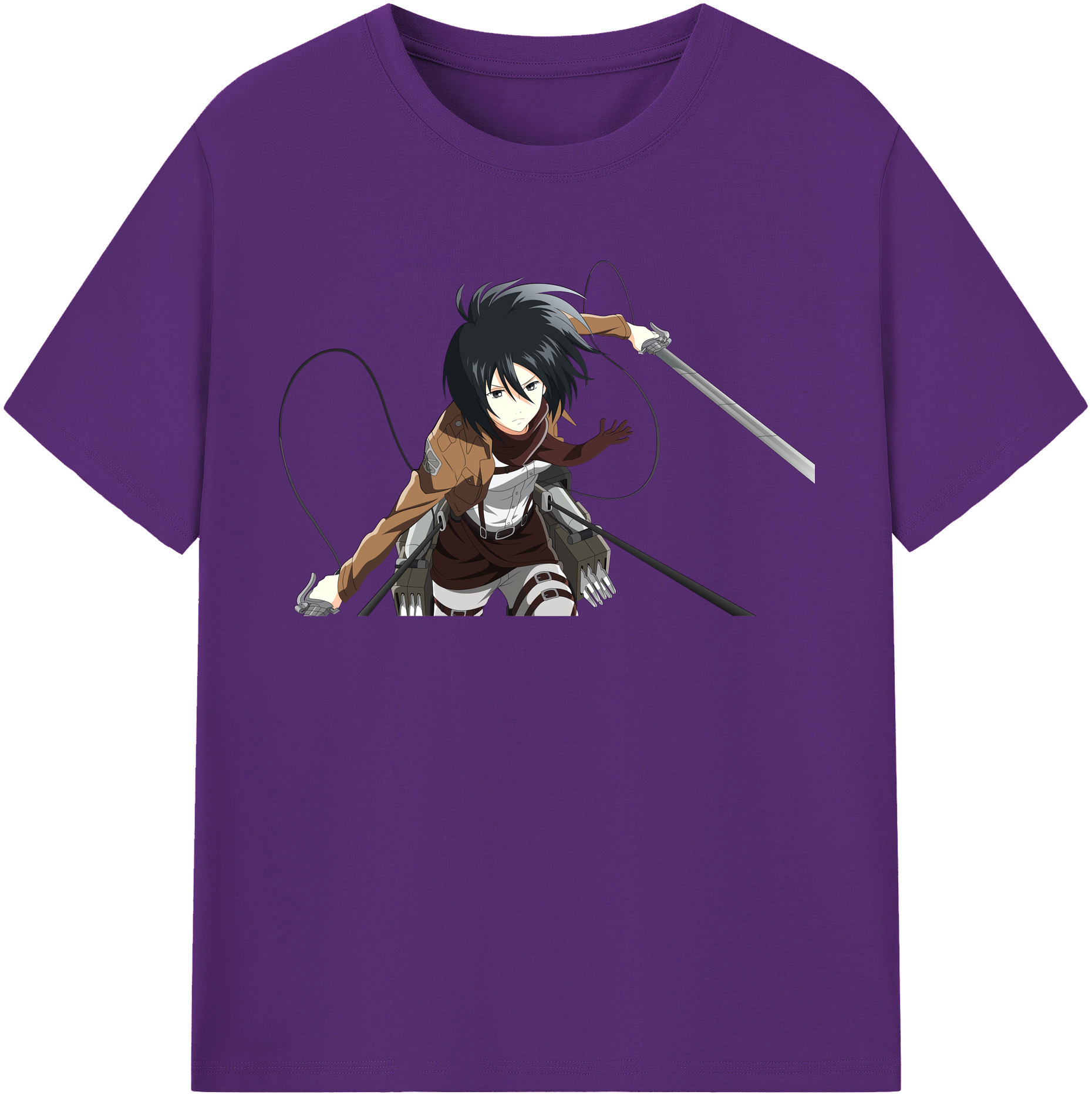 （画像用） 進撃の巨人 ミカサ·アッカーマン Attack on Titan Mikasa Ackerman 綿100％半袖Tシャツ（フロントプリント）
