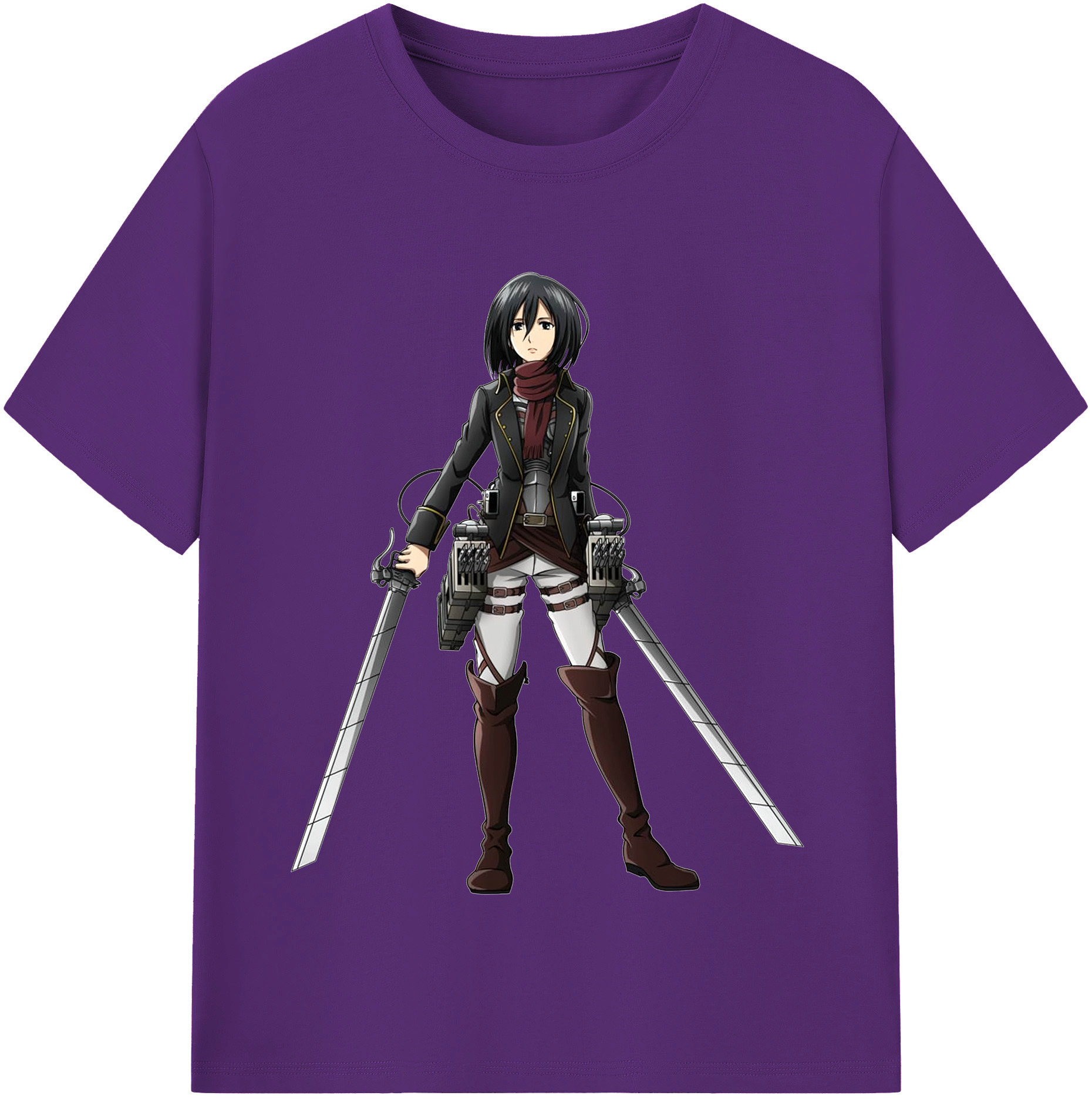 （画像用） 進撃の巨人 ミカサ·アッカーマン Attack on Titan Mikasa Ackerman 綿100％半袖Tシャツ（フロントプリント）