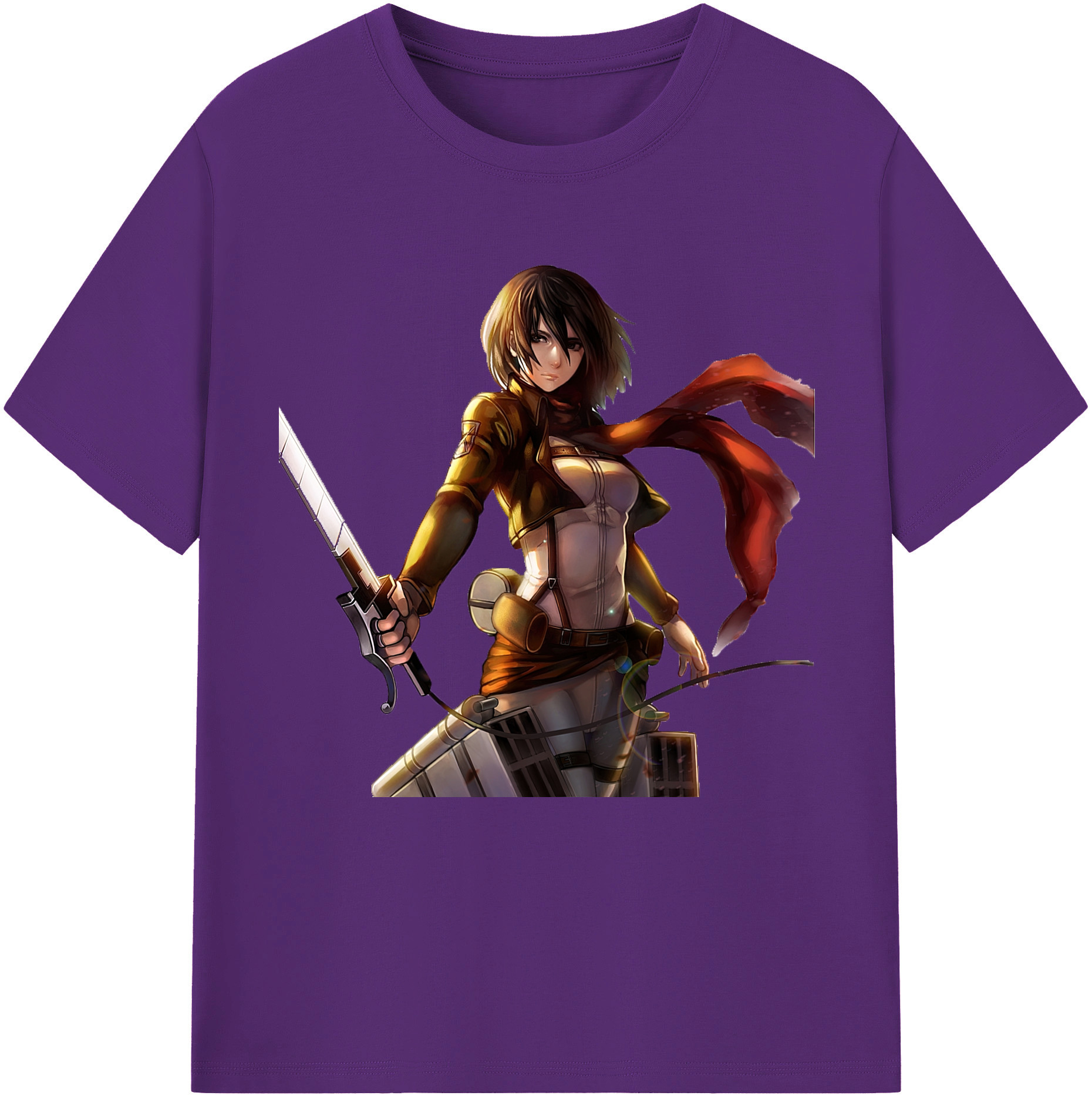 （画像用） 進撃の巨人 ミカサ·アッカーマン Attack on Titan Mikasa Ackerman 綿100％半袖Tシャツ（フロントプリント）
