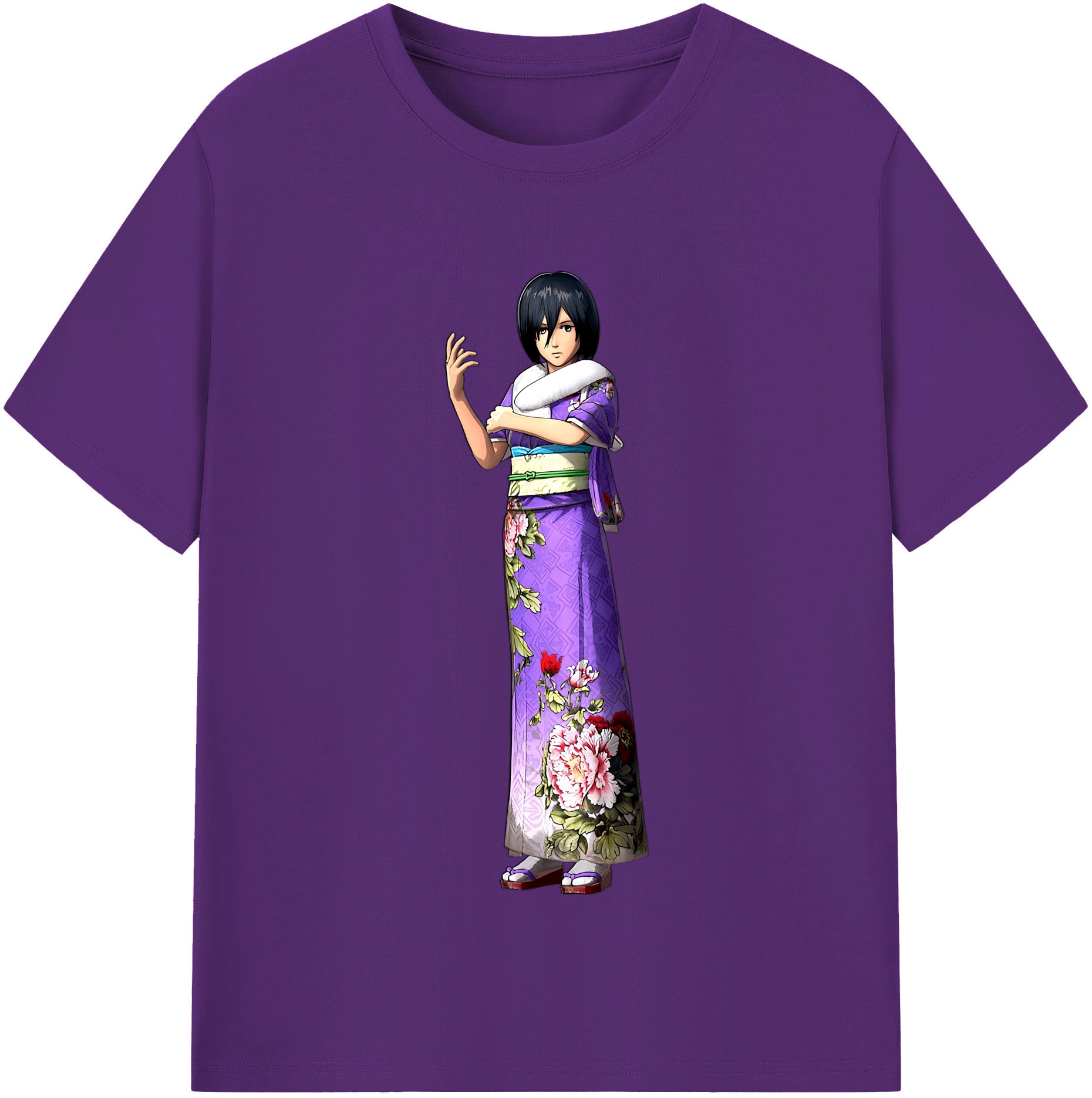 （画像用） 進撃の巨人 ミカサ·アッカーマン Attack on Titan Mikasa Ackerman 綿100％半袖Tシャツ（フロントプリント）