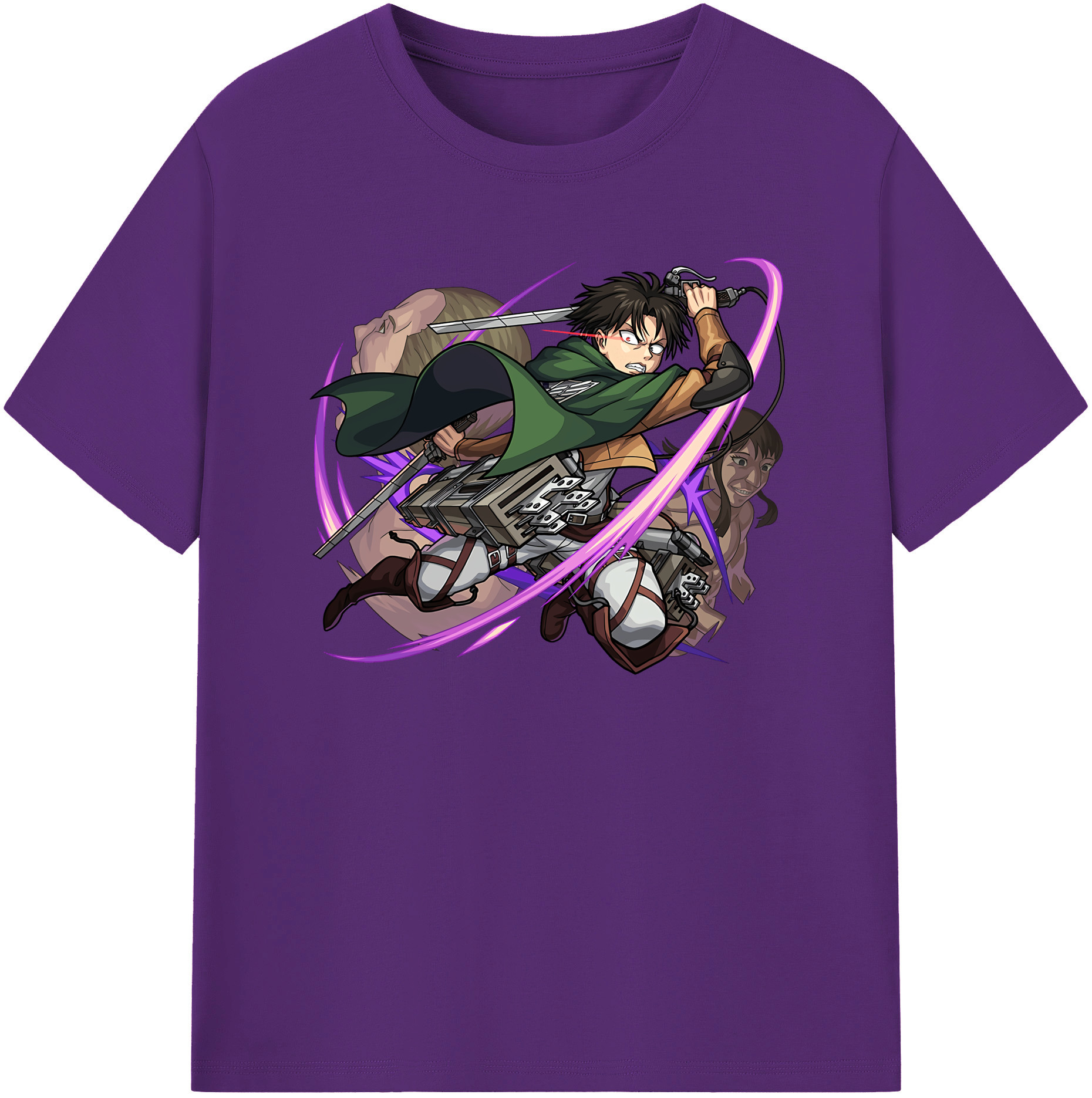 （画像用） 進撃の巨人 リヴァイ·アッカーマン Attack on Titan Levi Ackerman 綿100％半袖Tシャツ（フロントプリント）