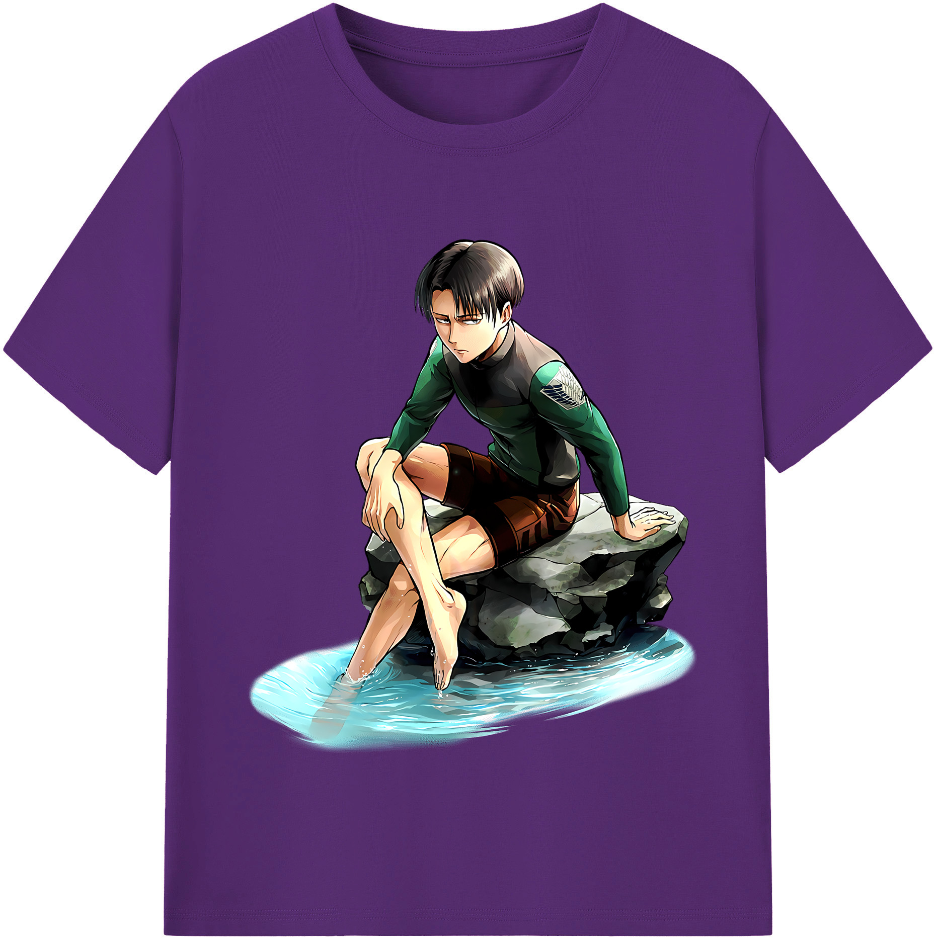 （画像用） 進撃の巨人 リヴァイ·アッカーマン Attack on Titan Levi Ackerman 綿100％半袖Tシャツ（フロントプリント）
