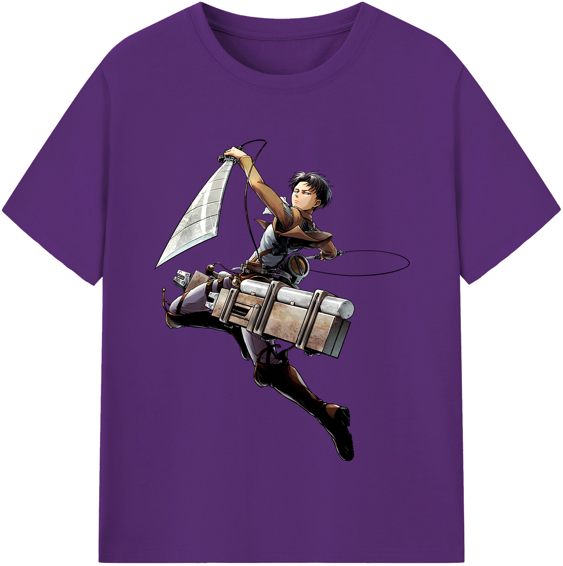 （画像用） 進撃の巨人 リヴァイ·アッカーマン Attack on Titan Levi Ackerman 綿100％半袖Tシャツ（フロントプリント）