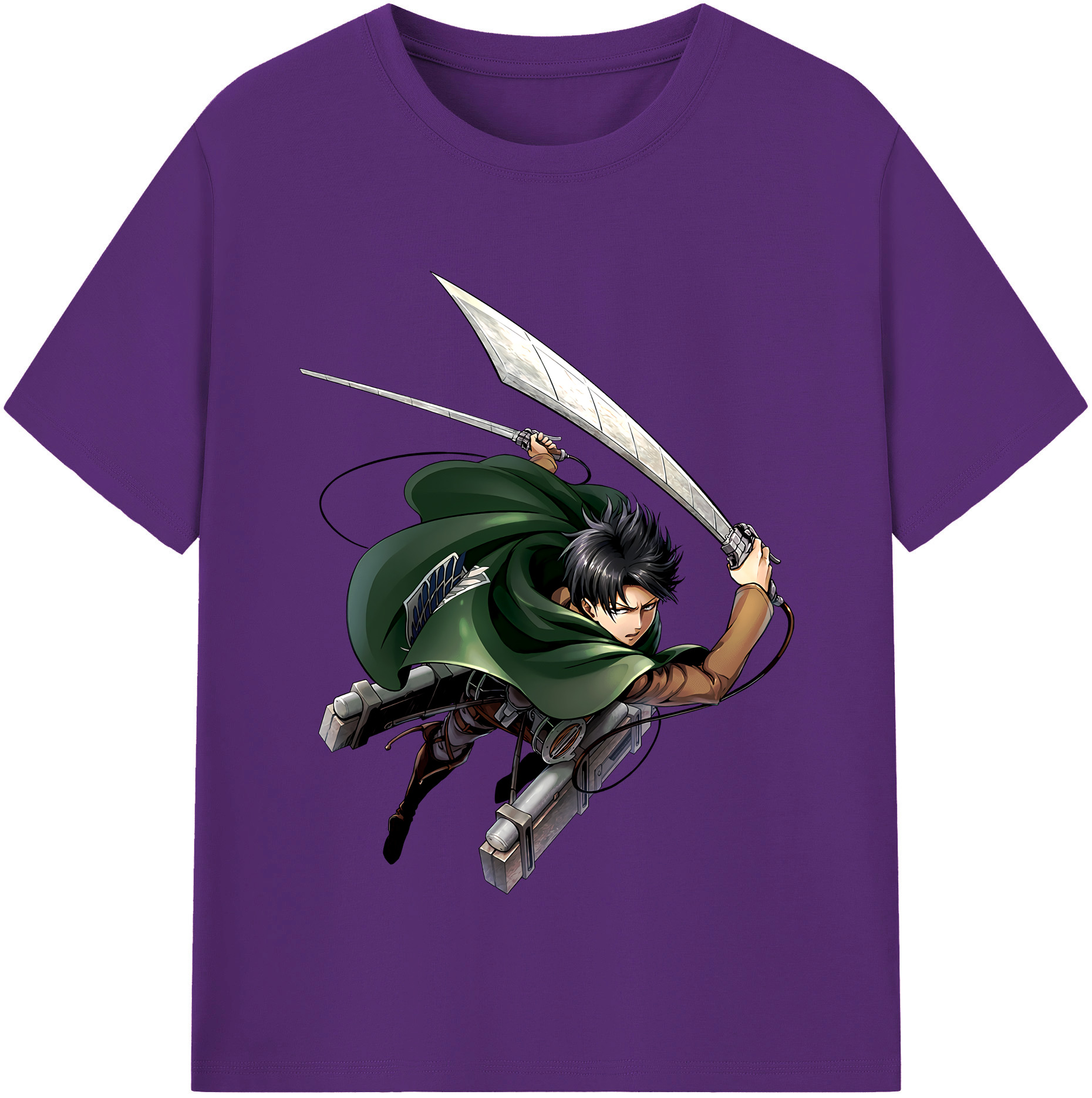 （画像用） 進撃の巨人 リヴァイ·アッカーマン Attack on Titan Levi Ackerman 綿100％半袖Tシャツ（フロントプリント）