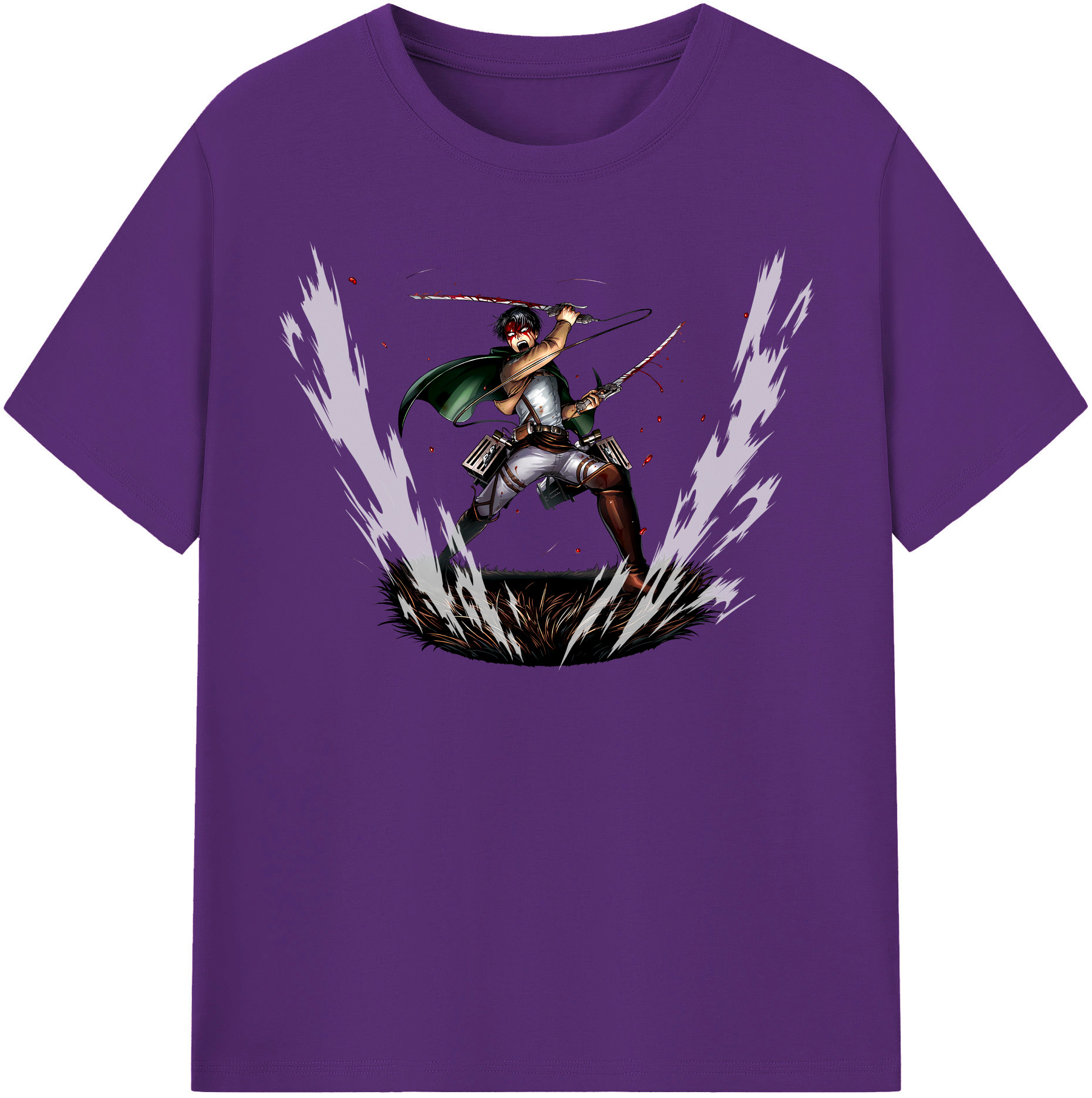 （画像用） 進撃の巨人 リヴァイ·アッカーマン Attack on Titan Levi Ackerman 綿100％半袖Tシャツ（フロントプリント）