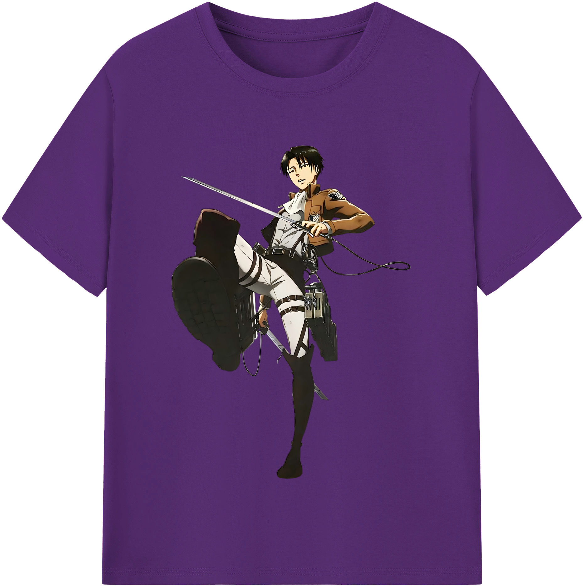 （画像用） 進撃の巨人 リヴァイ·アッカーマン Attack on Titan Levi Ackerman 綿100％半袖Tシャツ（フロントプリント）