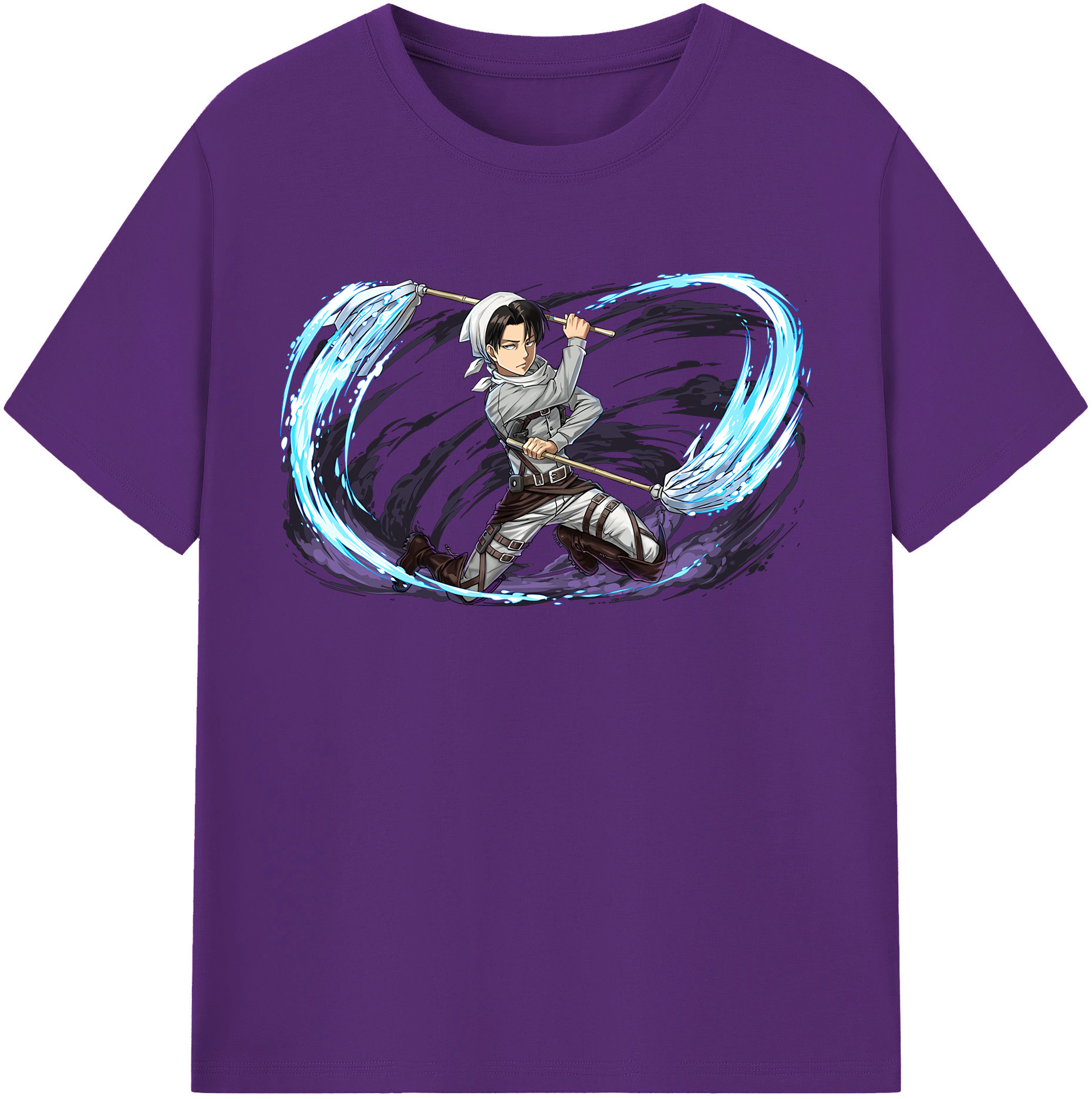 （画像用） 進撃の巨人 リヴァイ·アッカーマン Attack on Titan Levi Ackerman 綿100％半袖Tシャツ（フロントプリント）