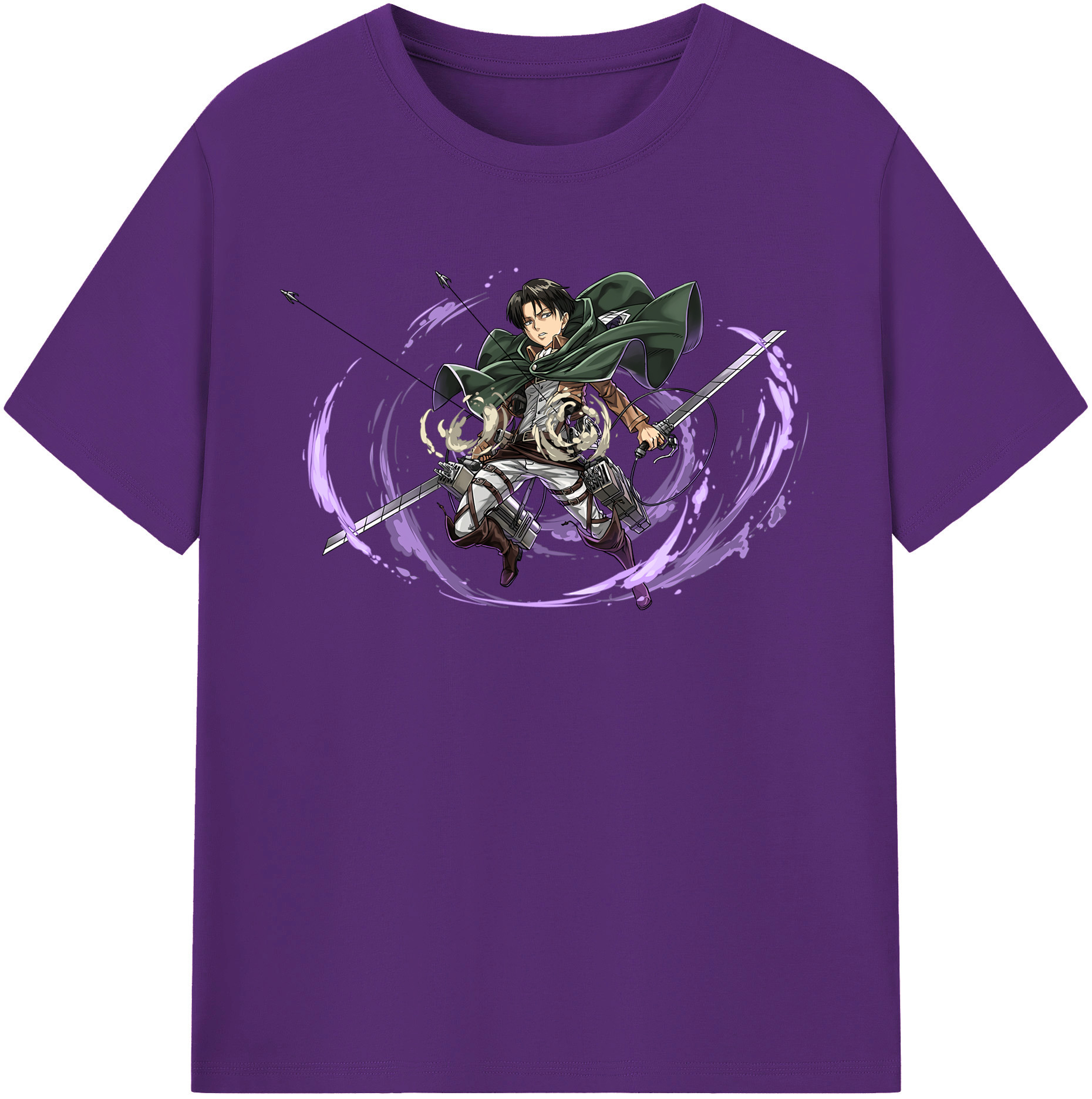 （画像用） 進撃の巨人 リヴァイ·アッカーマン Attack on Titan Levi Ackerman 綿100％半袖Tシャツ（フロントプリント）